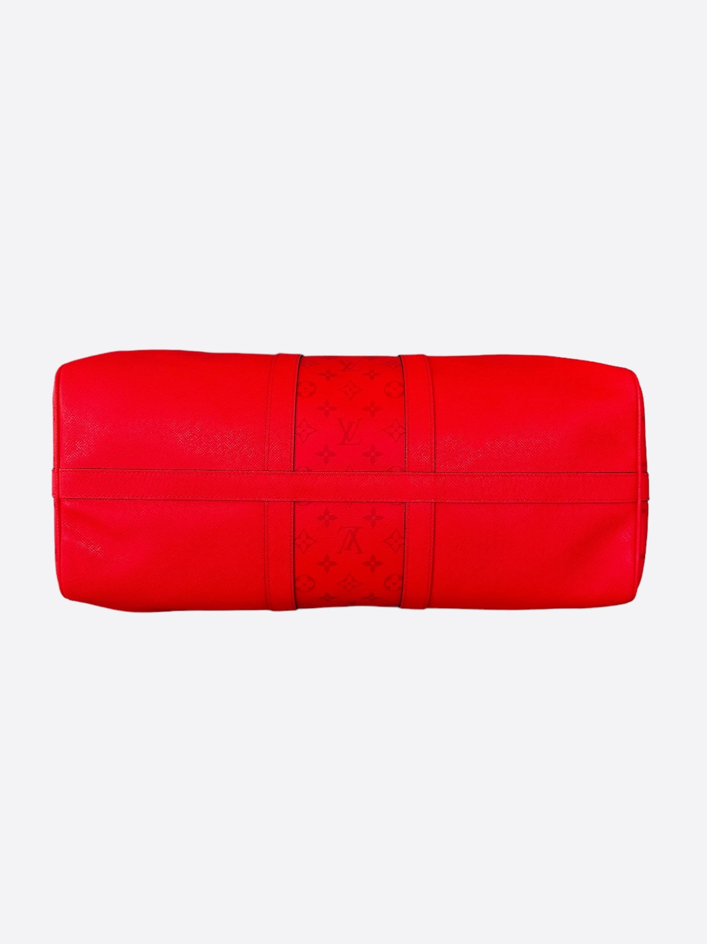 Louis Vuitton Red Taigarama Monogram Keepall 50