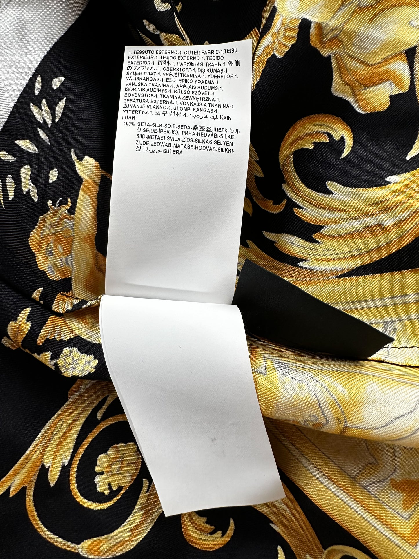 Versace Black & Gold Baroque Silk Button Up Shirt