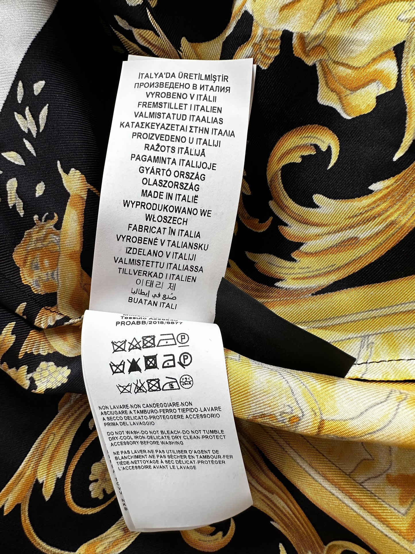 Versace Black & Gold Baroque Silk Button Up Shirt