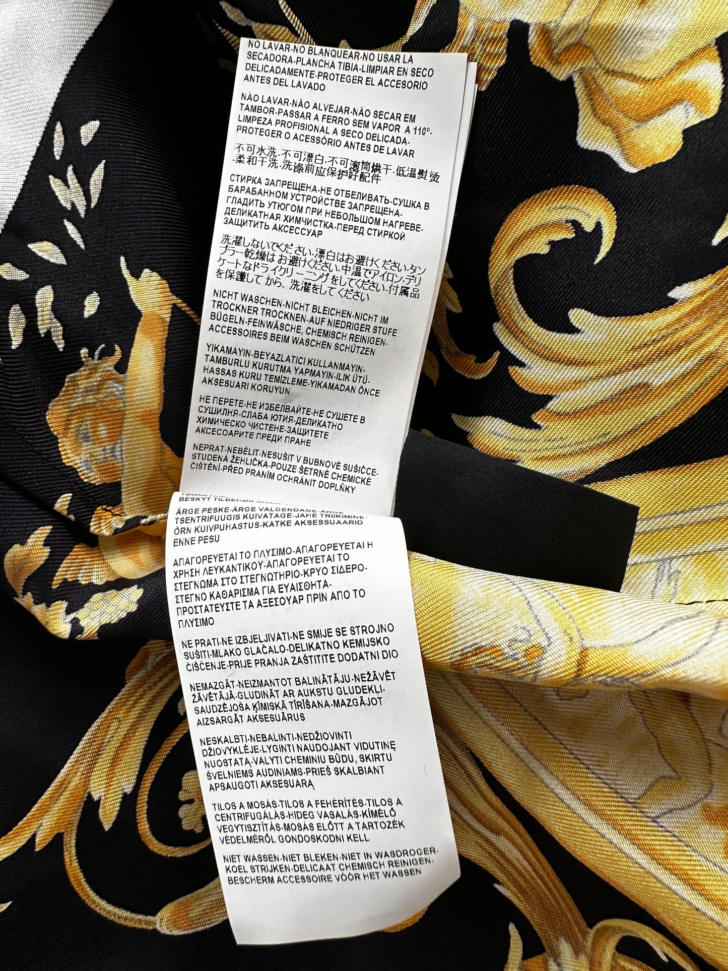 Versace Black & Gold Baroque Silk Button Up Shirt