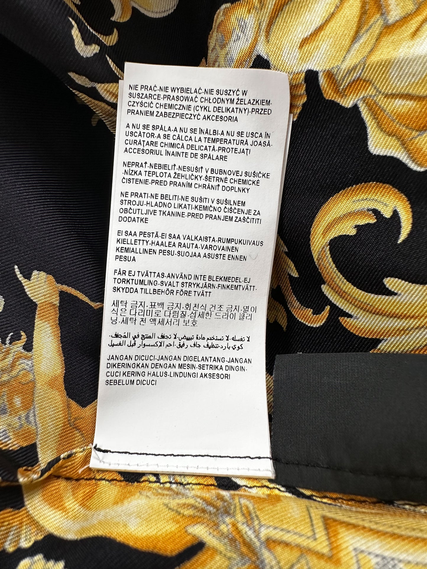 Versace Black & Gold Baroque Silk Button Up Shirt