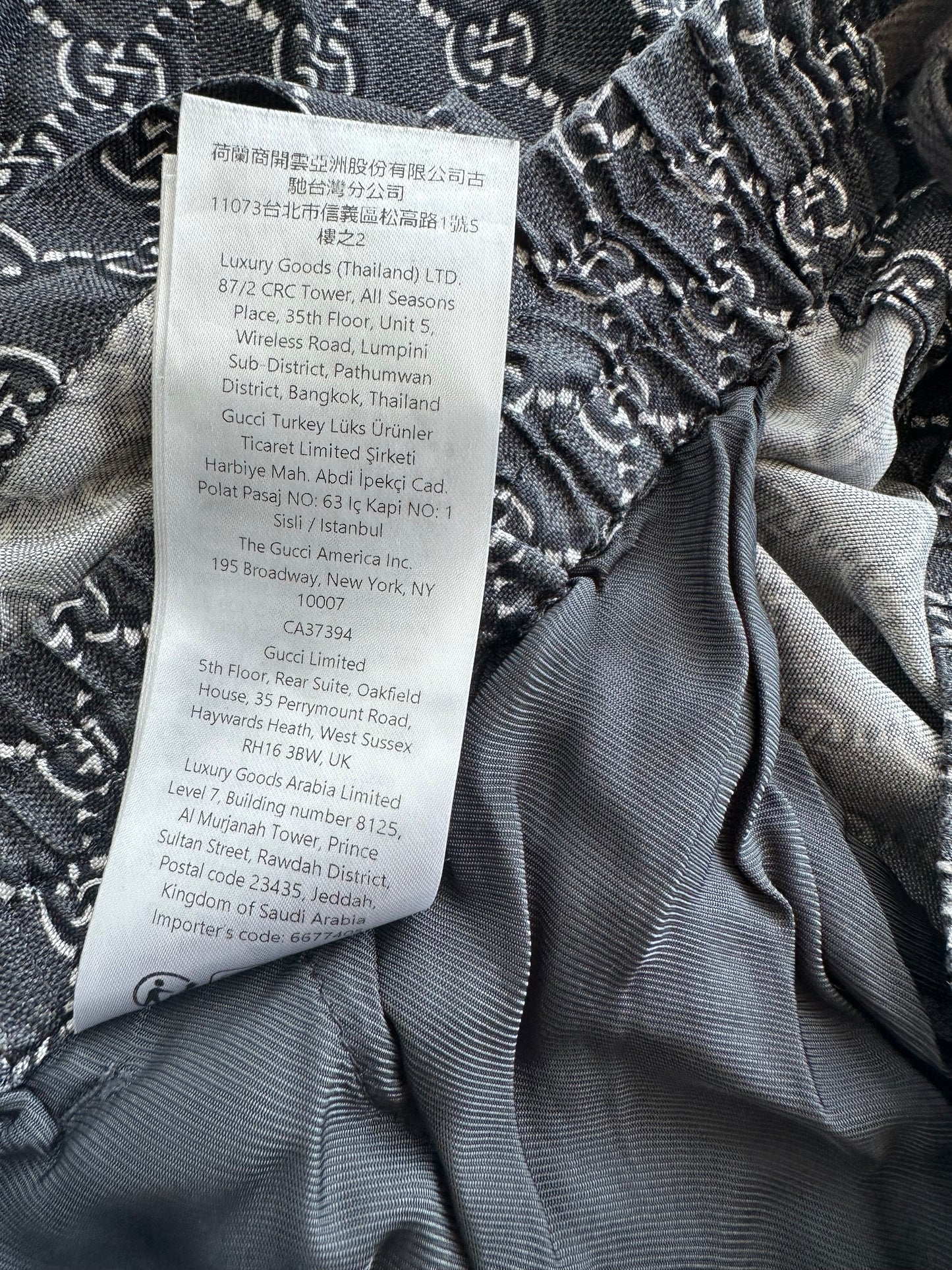 Gucci Grey, Black & White GG Monogram Silk Shorts