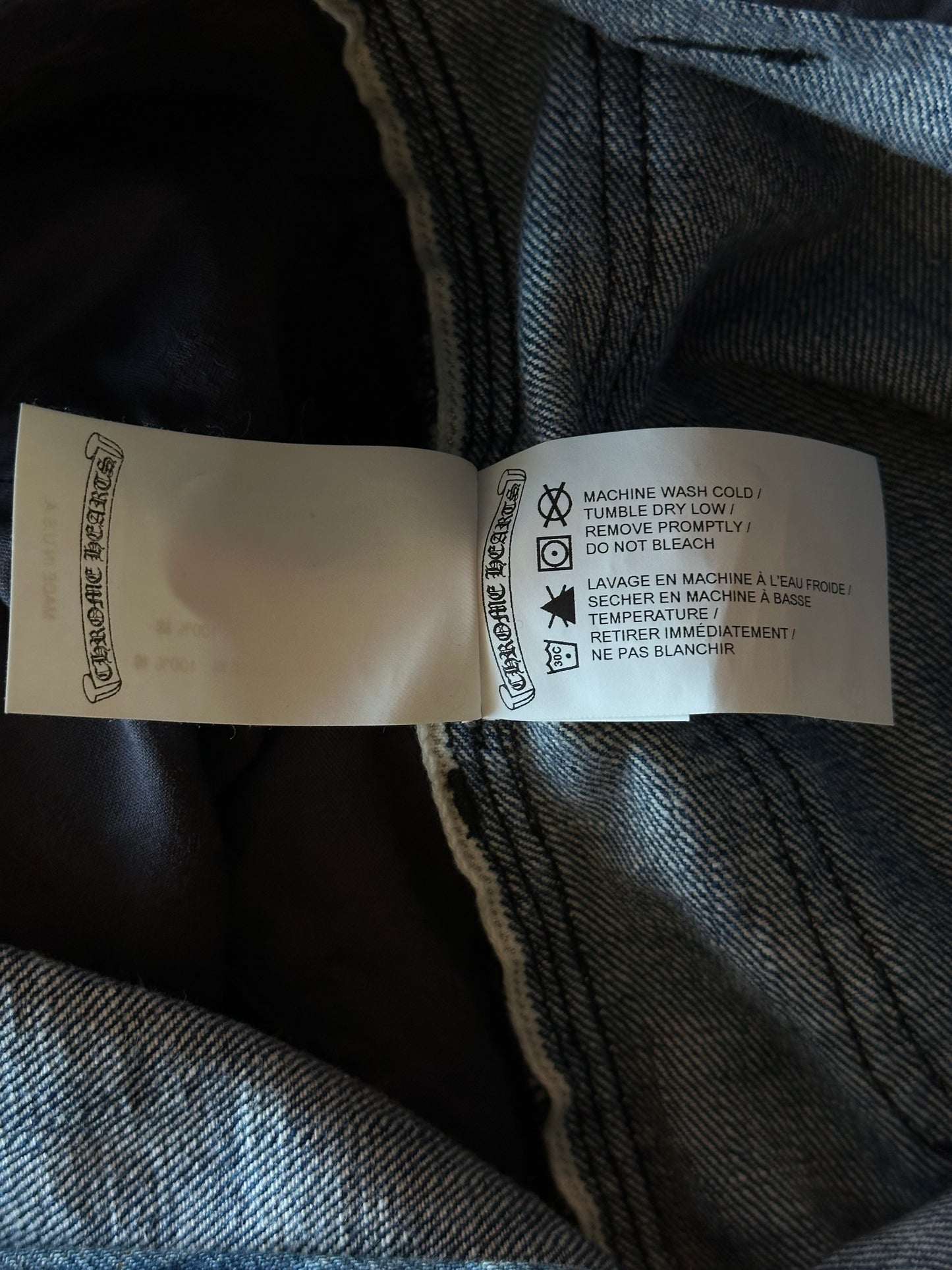 Chrome Hearts Blue & White Cross Patch Carpenter Jeans