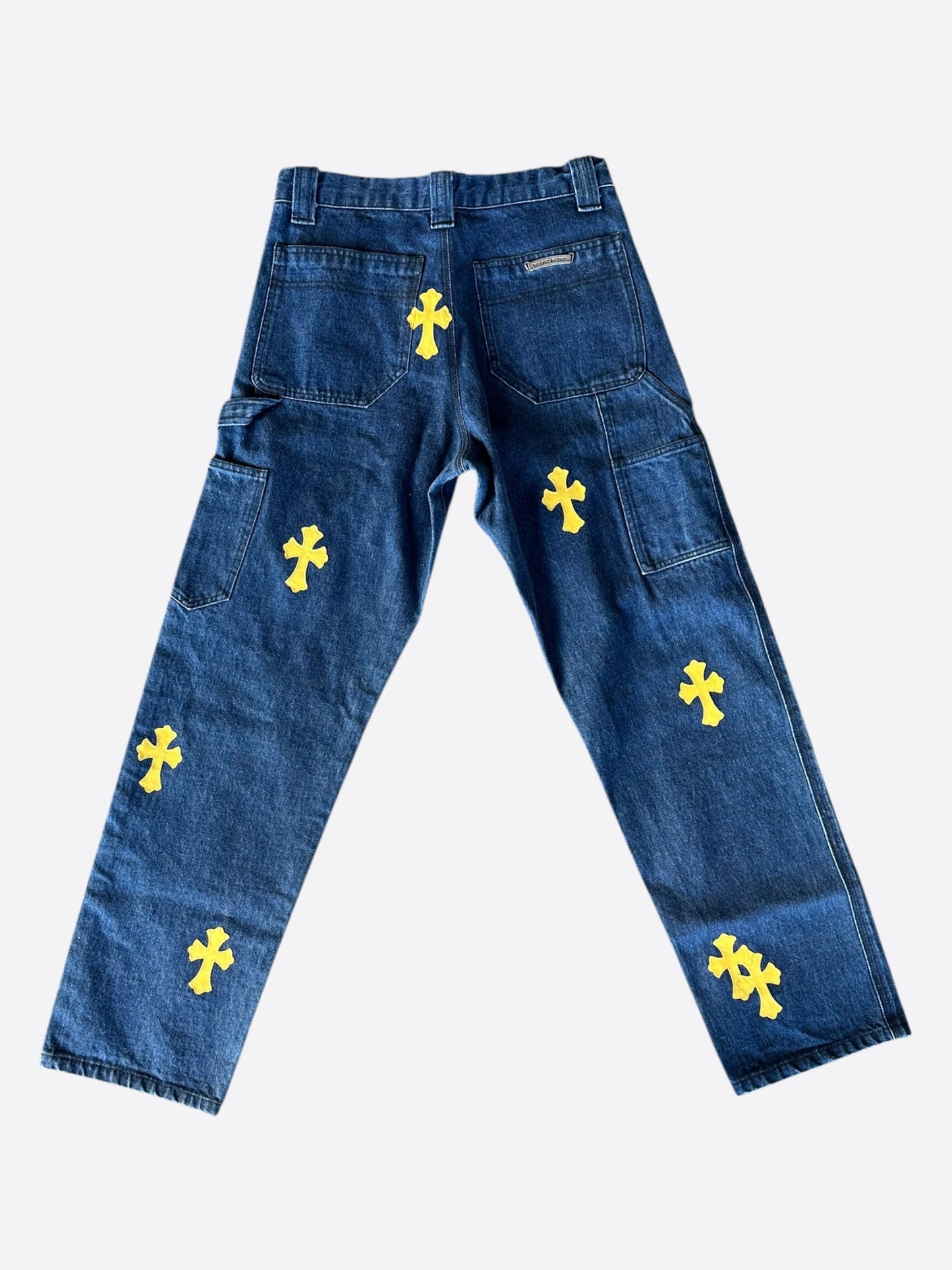 Chrome Hearts Blue & Yellow Cross Patch Carpenter Jeans