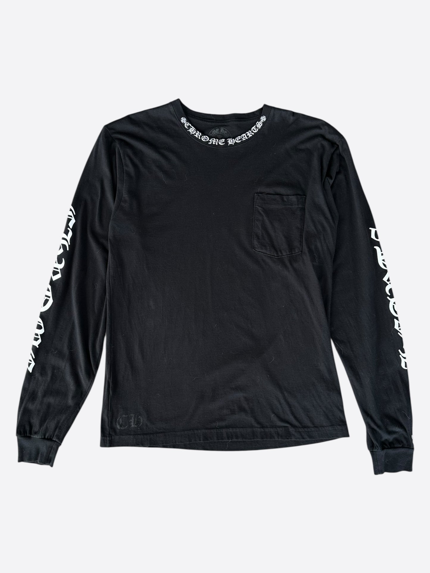 Chrome Hearts Black & White Neck Logo Longsleeve T-Shirt