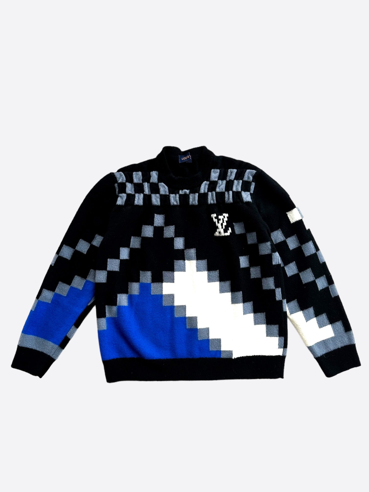 Louis Vuitton Black Pixel Logo Knit Sweater