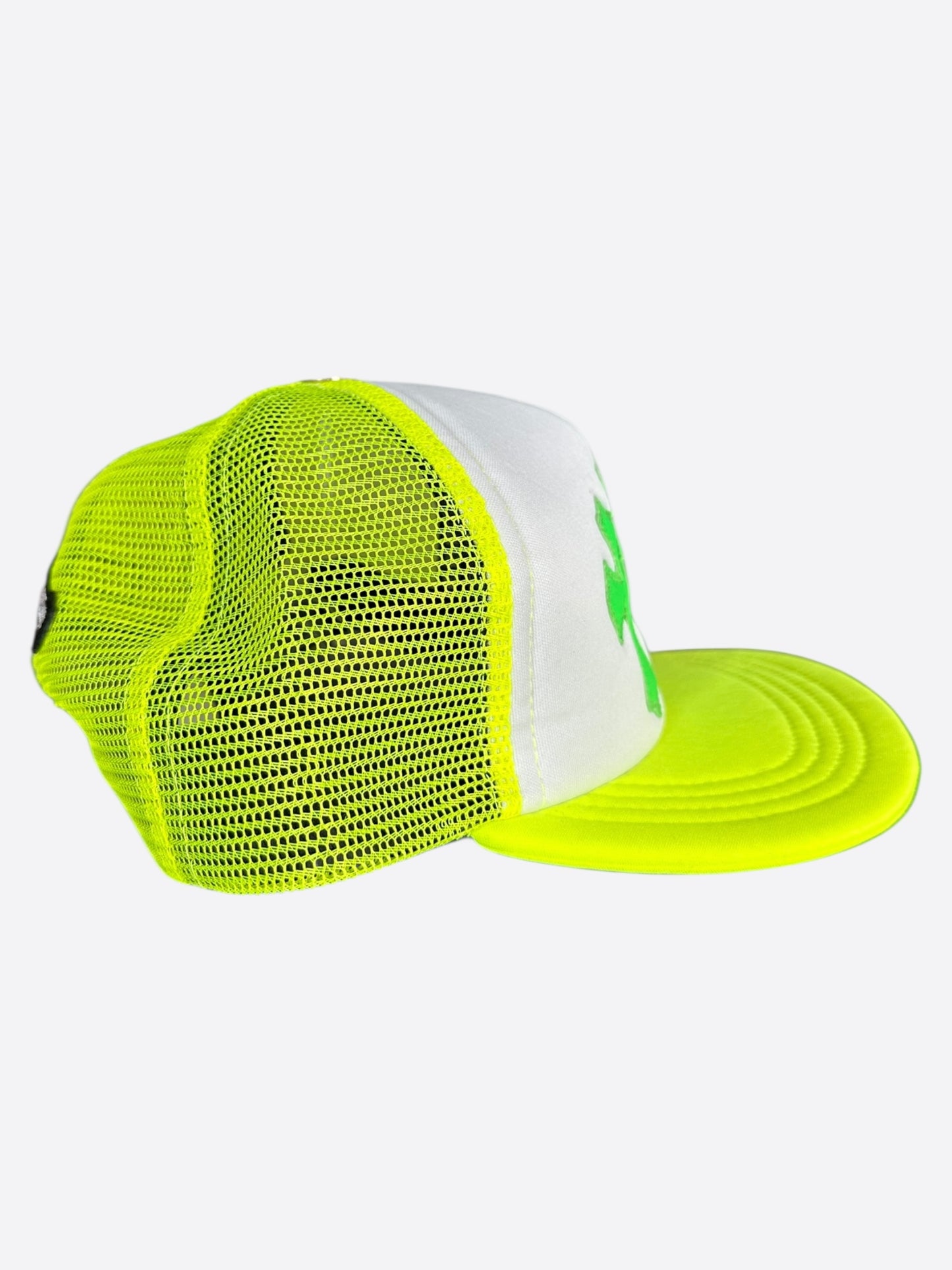 Chrome Hearts Neon Yellow Cemetery Cross Patch Trucker Hat