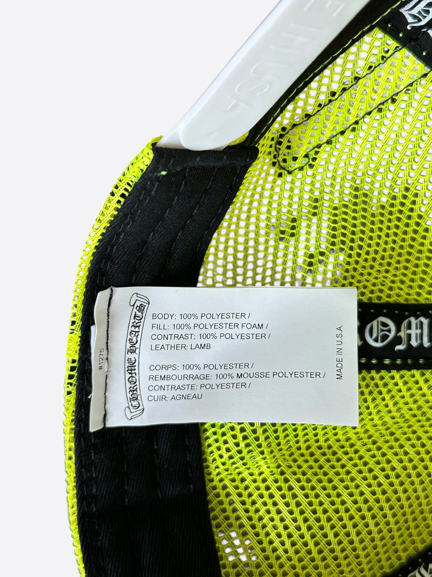 Chrome Hearts Neon Yellow Cemetery Cross Patch Trucker Hat