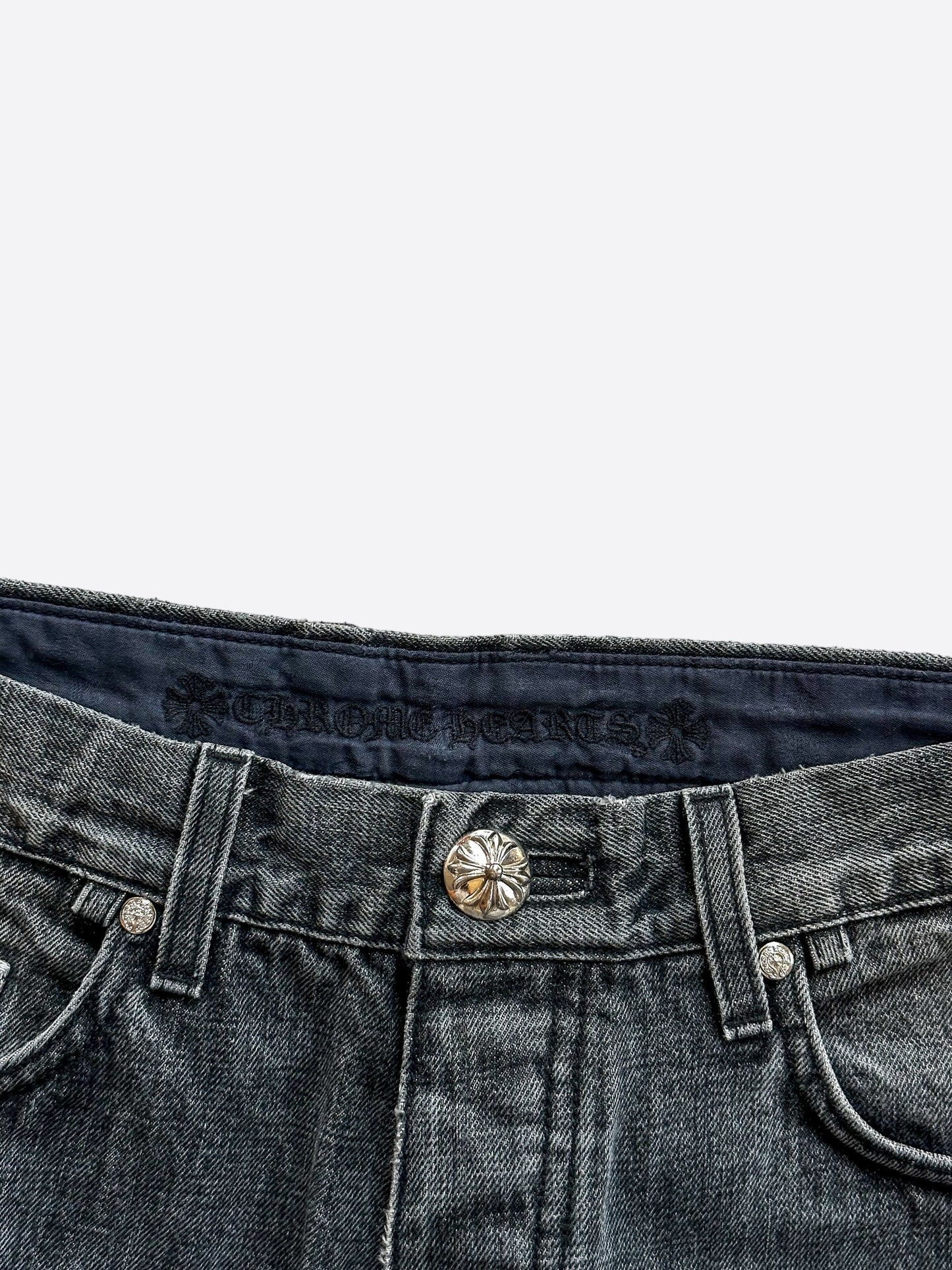 Chrome Hearts Grey Black & Red Cross Patch Jeans
