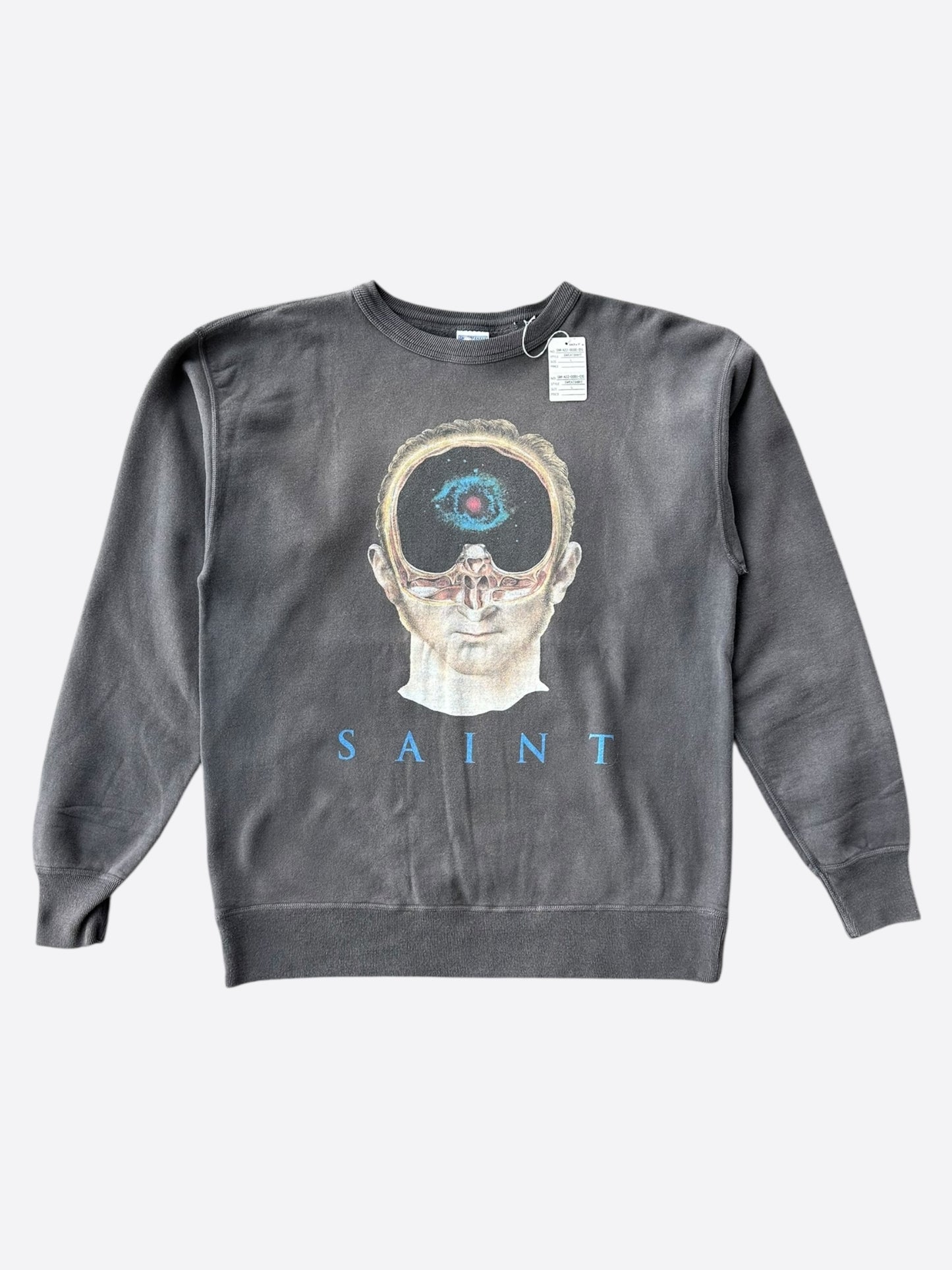 Saint Michael Washed Black Face Sweatshirt