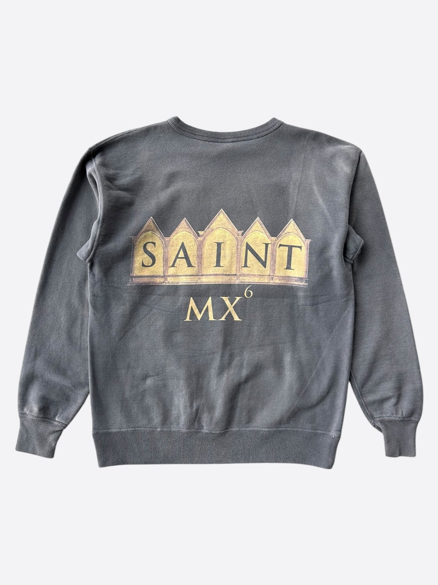 Saint Michael Washed Black Face Sweatshirt