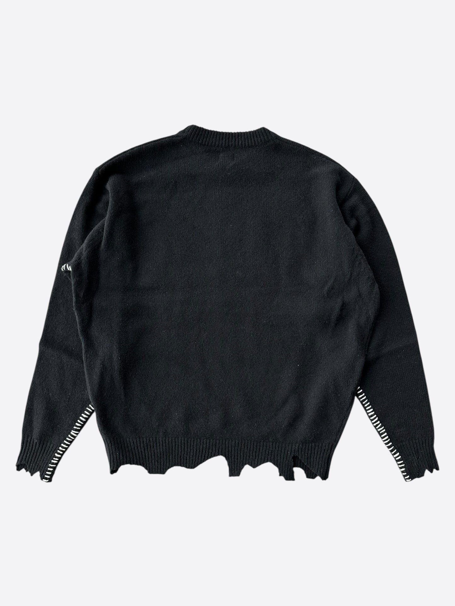 Saint Michael Black & White CLF Embroidered Wool Sweater