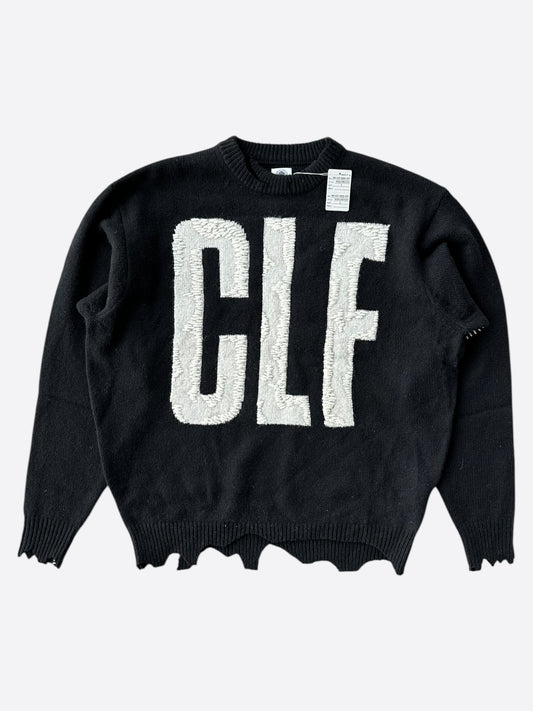Saint Michael Black & White CLF Embroidered Wool Sweater