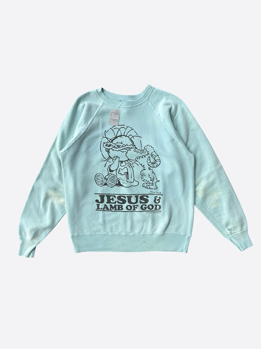Saint Michael Light Blue Jesus & Lamb Of God Sweater
