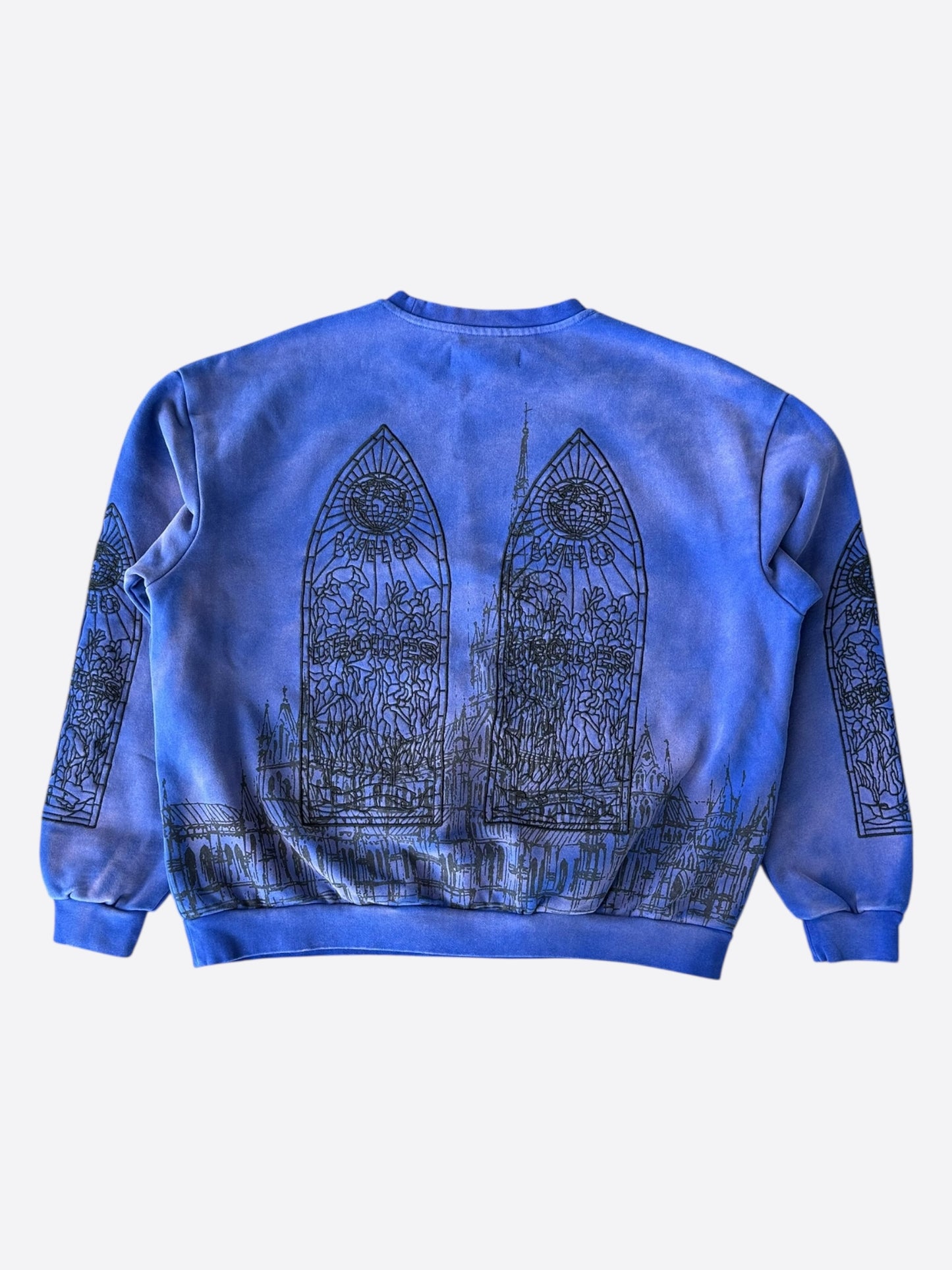 Who Decides War Blue & Black Embroidered Cathedral Sweater