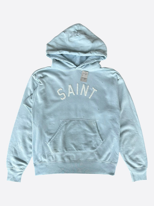 Saint Michael Light Blue & White Logo Hoodie