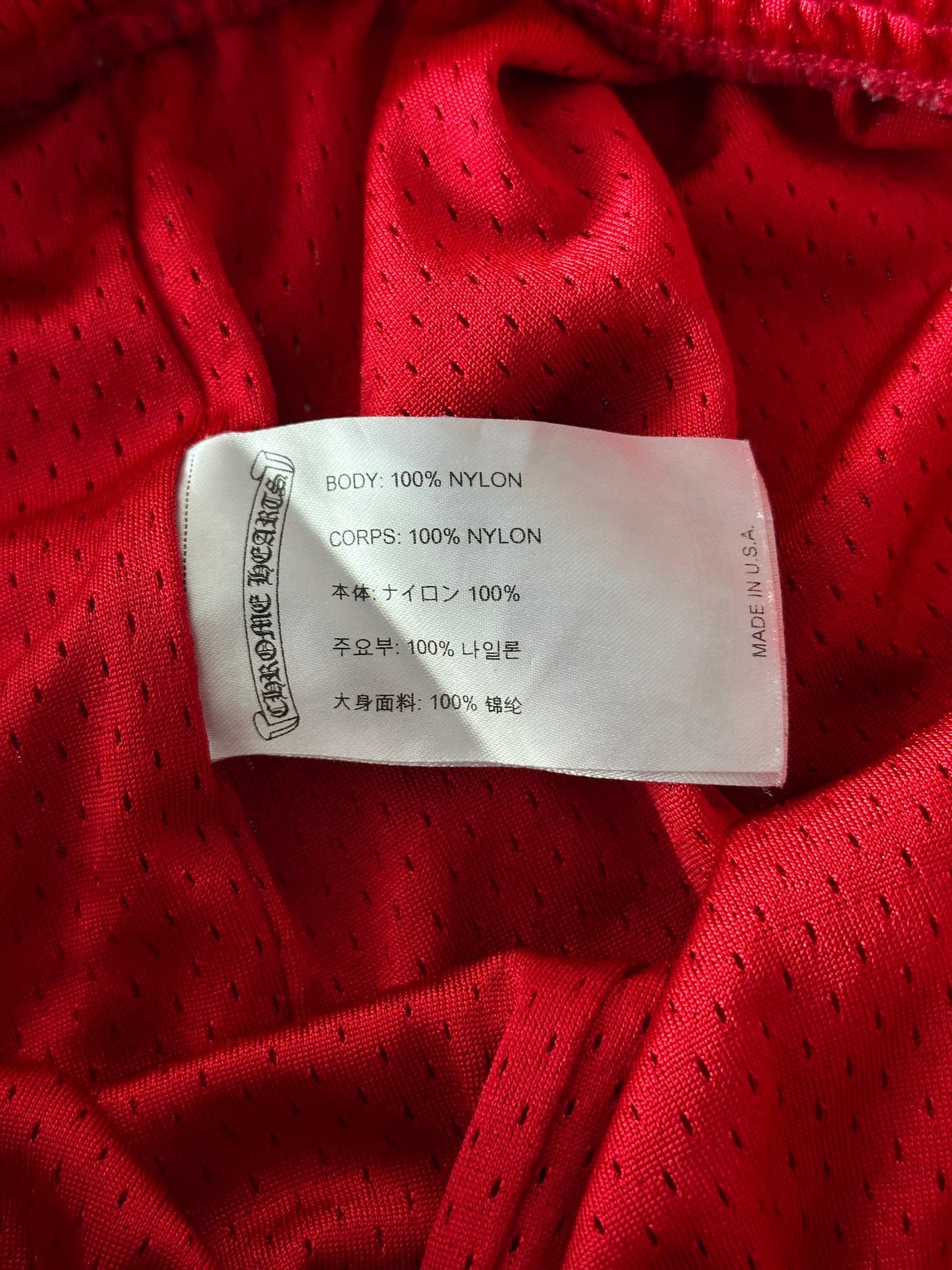 Chrome Hearts Matty Boy Red ‘99 Team’ Logo Mesh Shorts