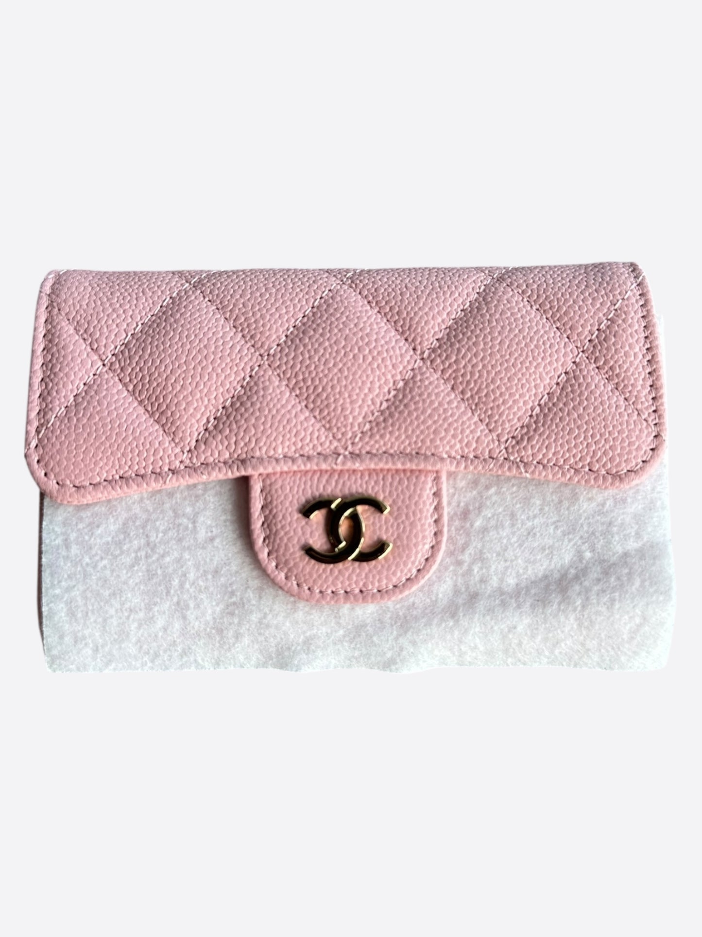 Chanel Pink Caviar Quilted Flap Wallet