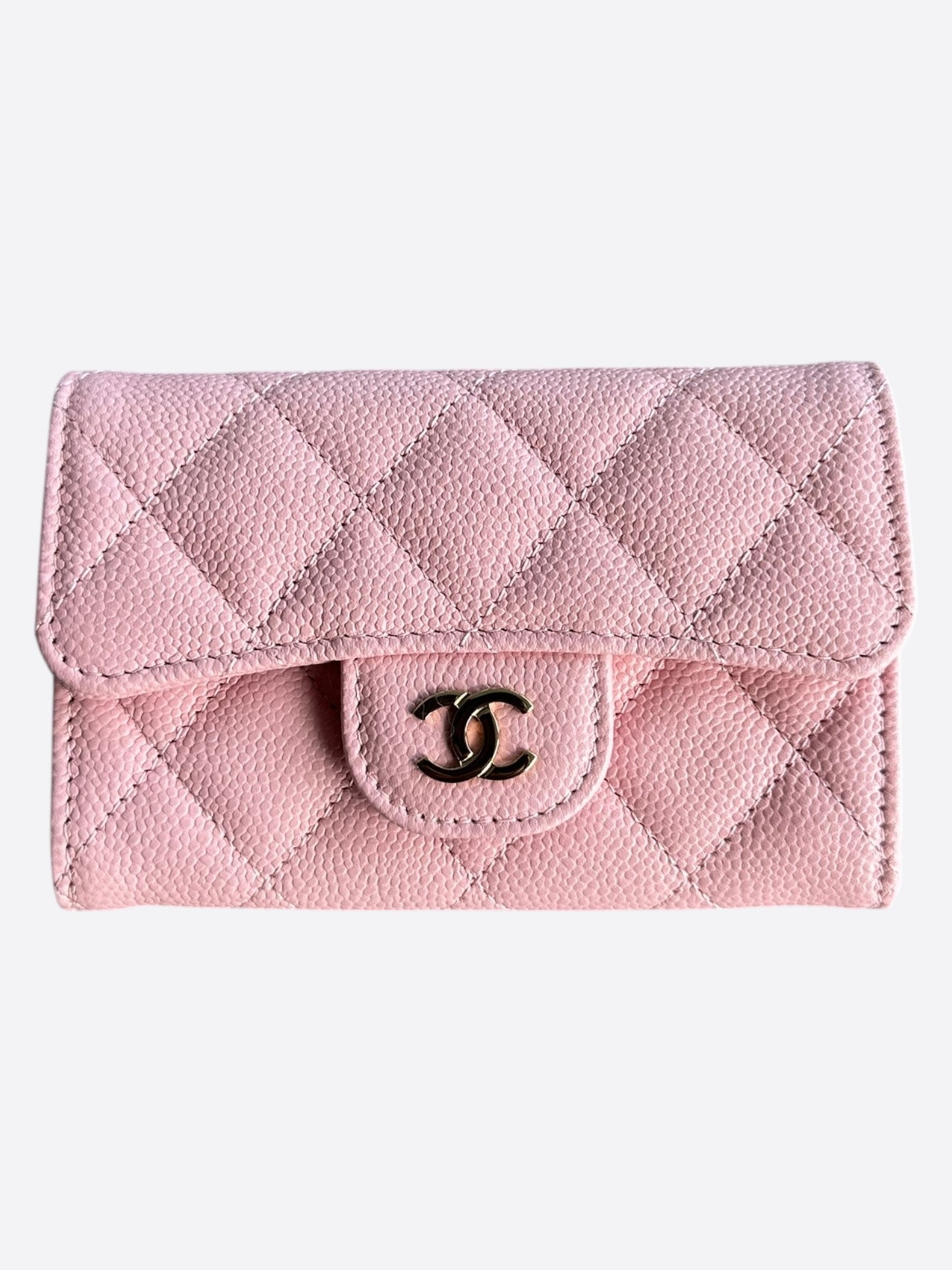 Chanel Pink Caviar Quilted Flap Wallet
