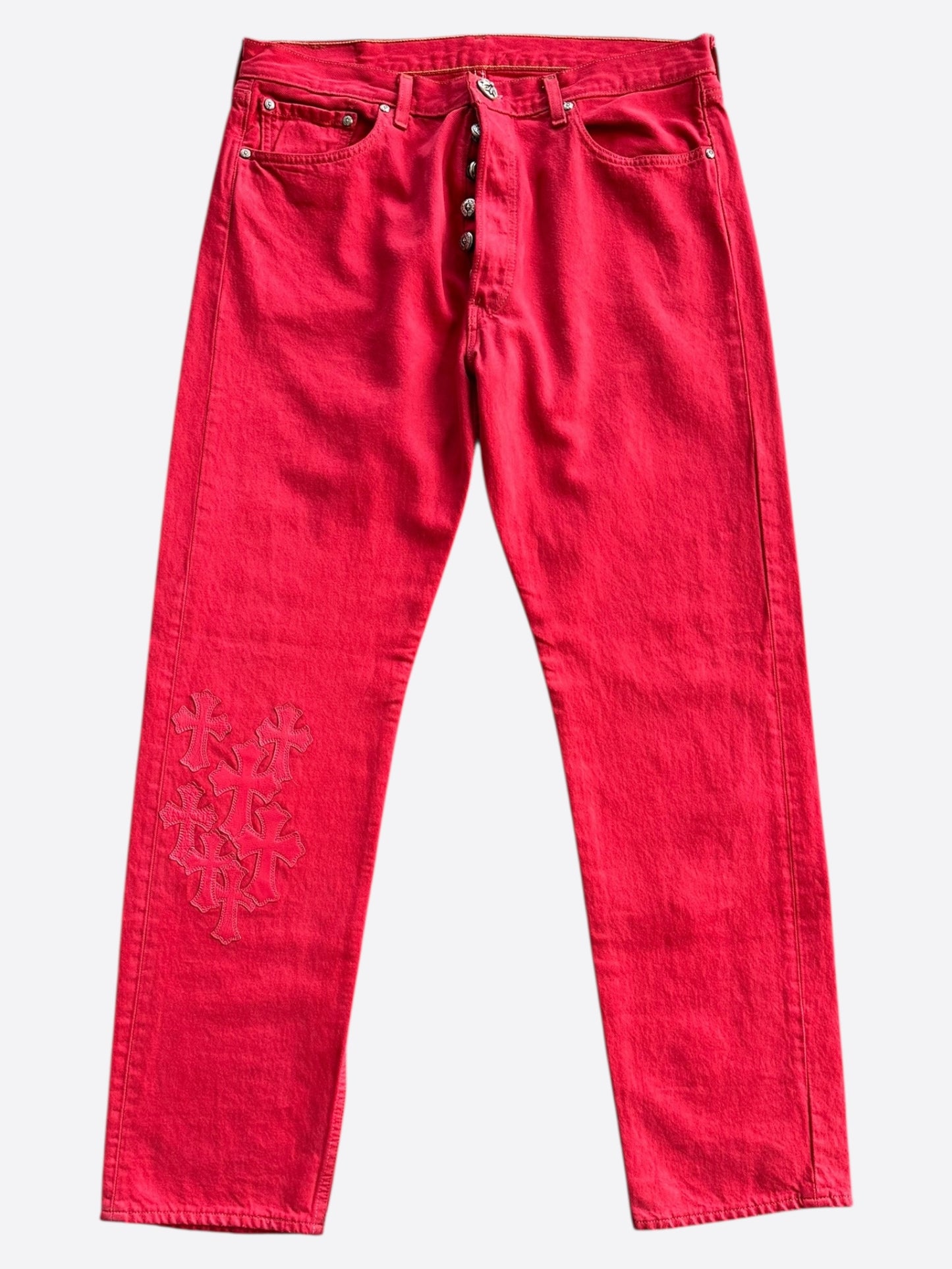 Chrome Hearts Red Large Cross Patch Jeans