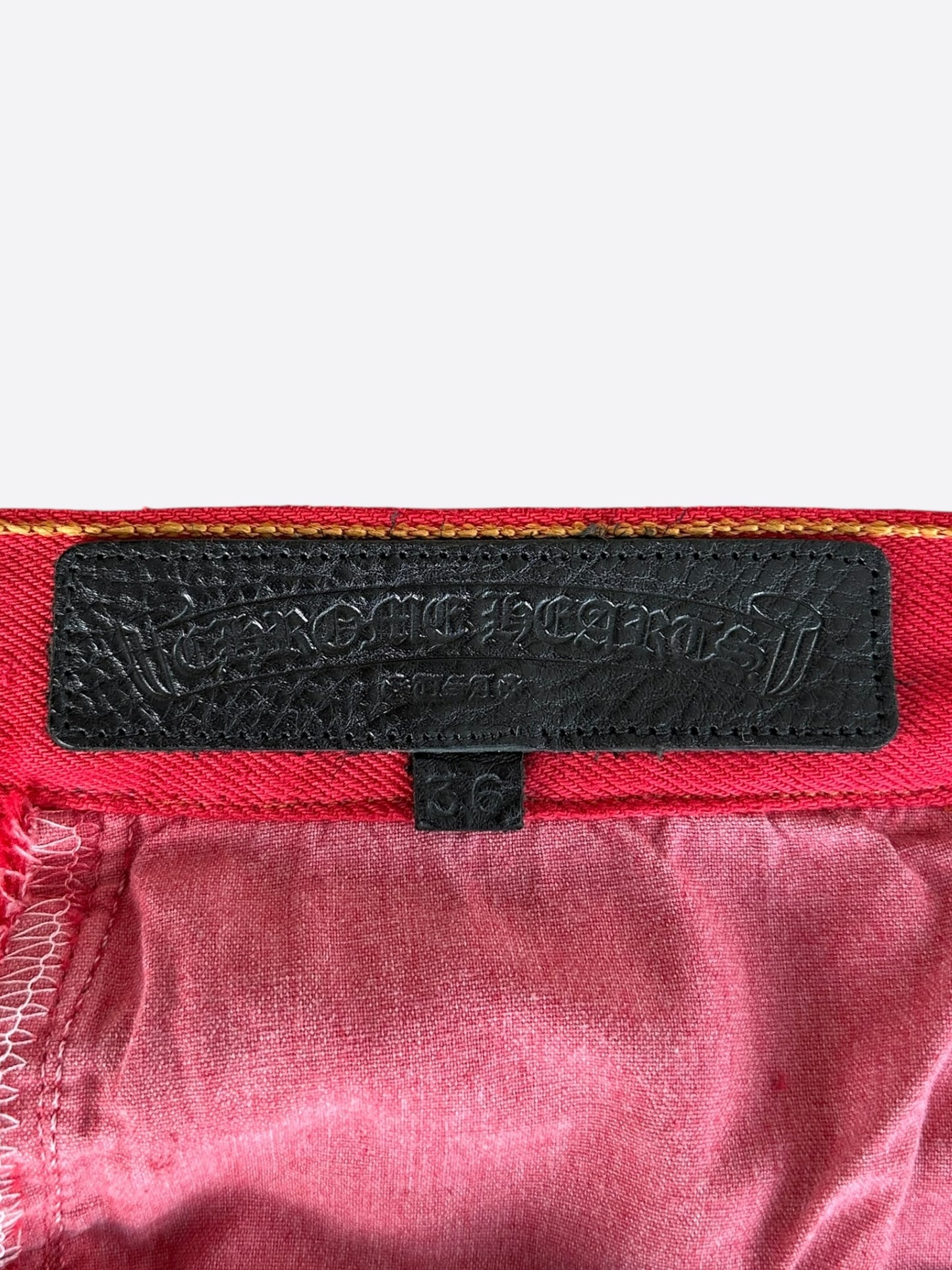 Chrome Hearts Red Large Cross Patch Jeans