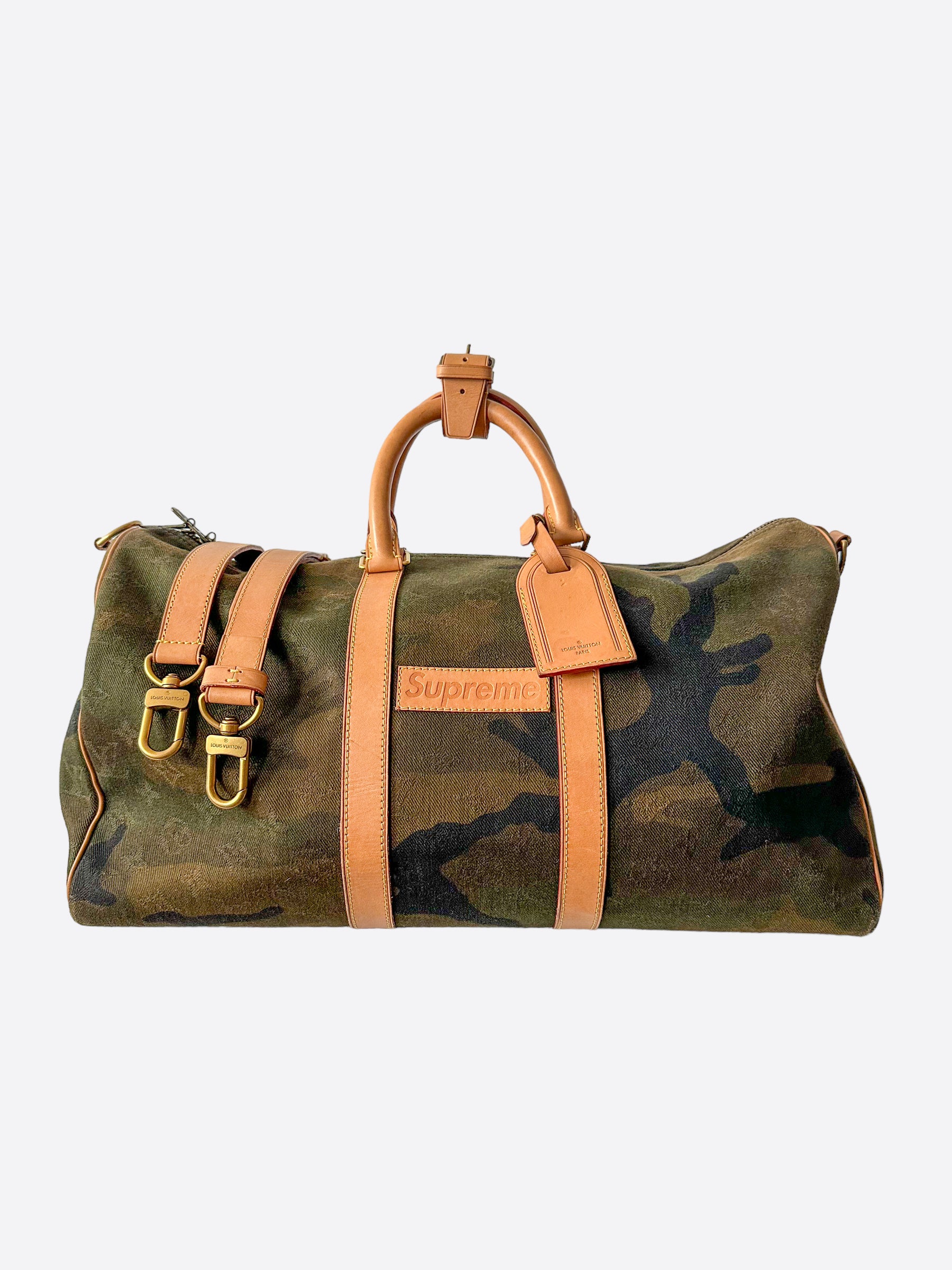 Louis vuitton supreme camo keepall best sale