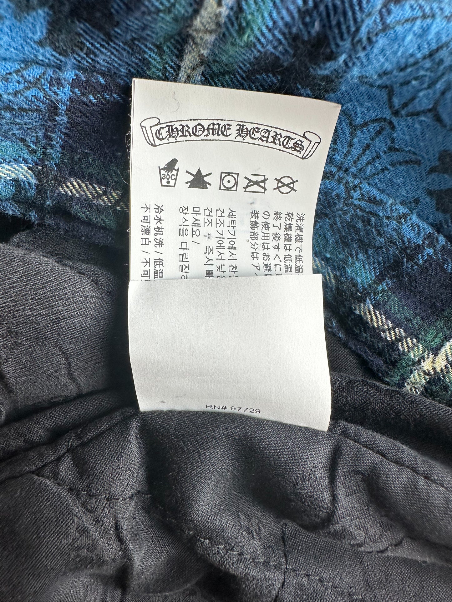 Chrome Hearts Blue Cross Print Quilted Flannel