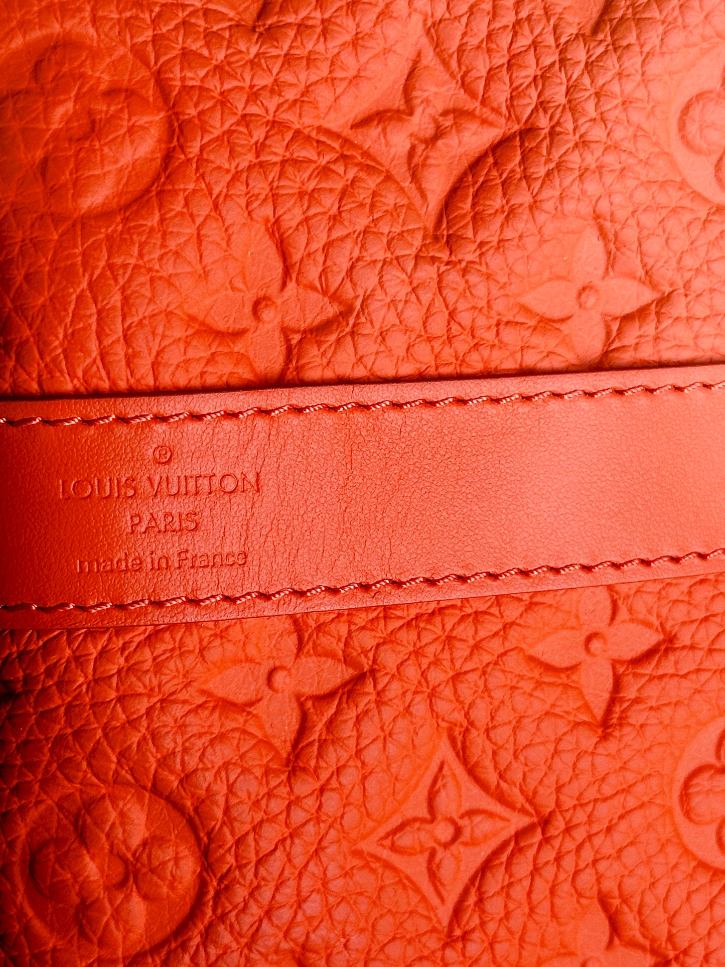 Louis Vuitton Orange Taurillon Monogram Keepall 50