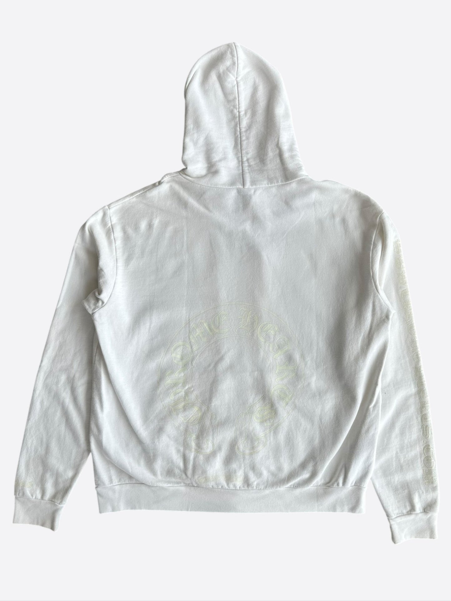 Chrome Hearts White Glow In The Dark Horseshoe Logo Zip Up Hoodie