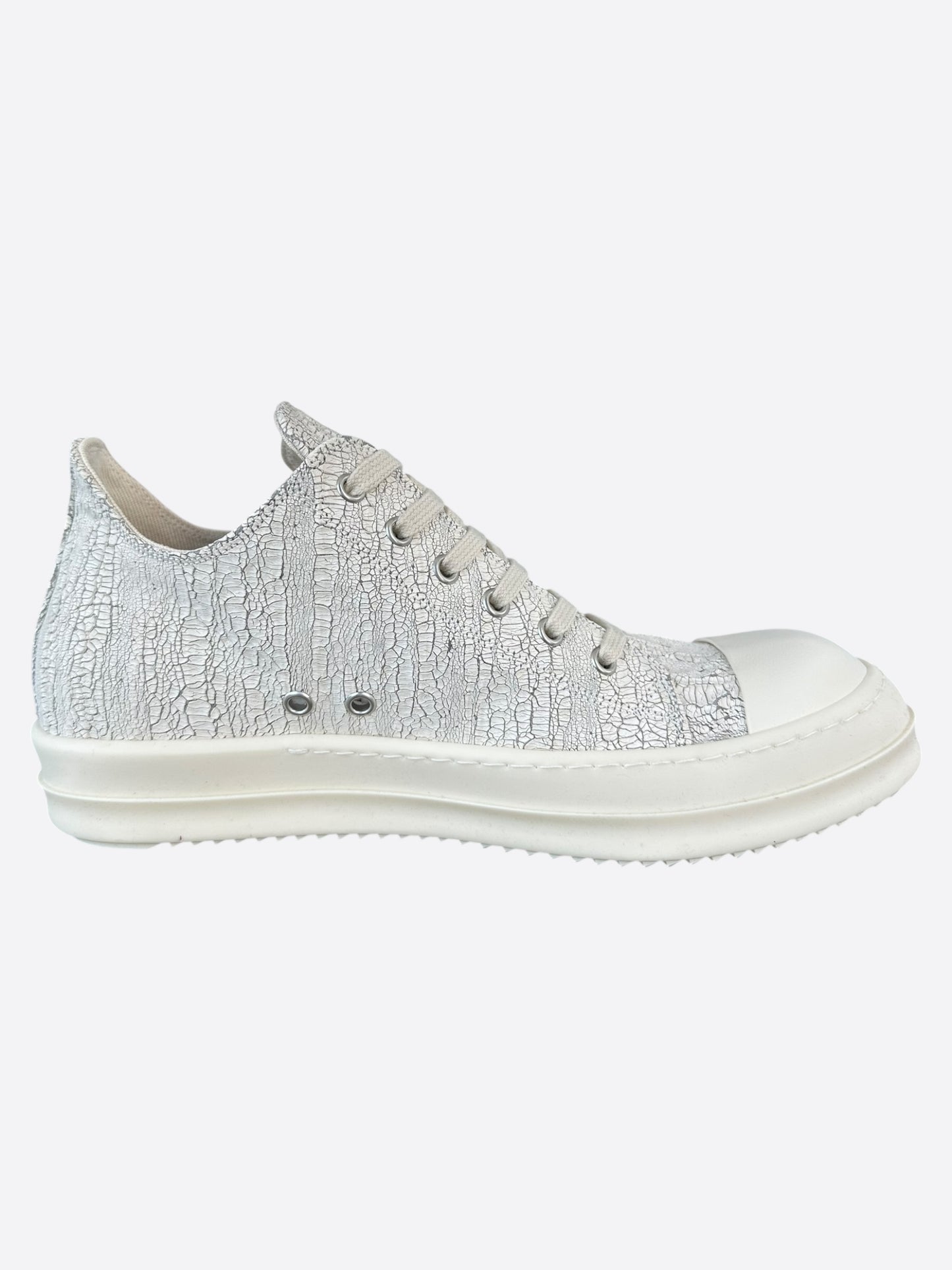 Rick Owens Cracked Milk Low Top Sneakers