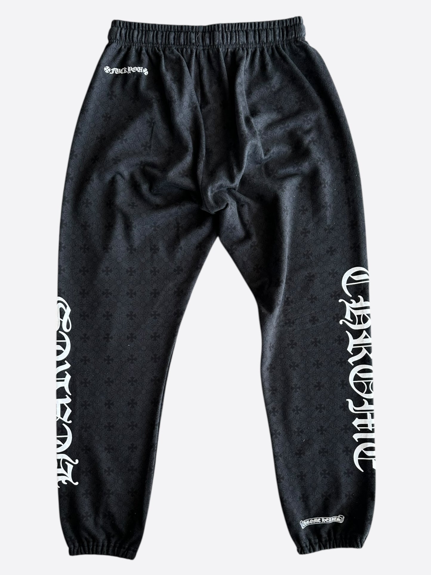Chrome Hearts Black & White Horseshoe Logo Cross Jacquard Sweatpants