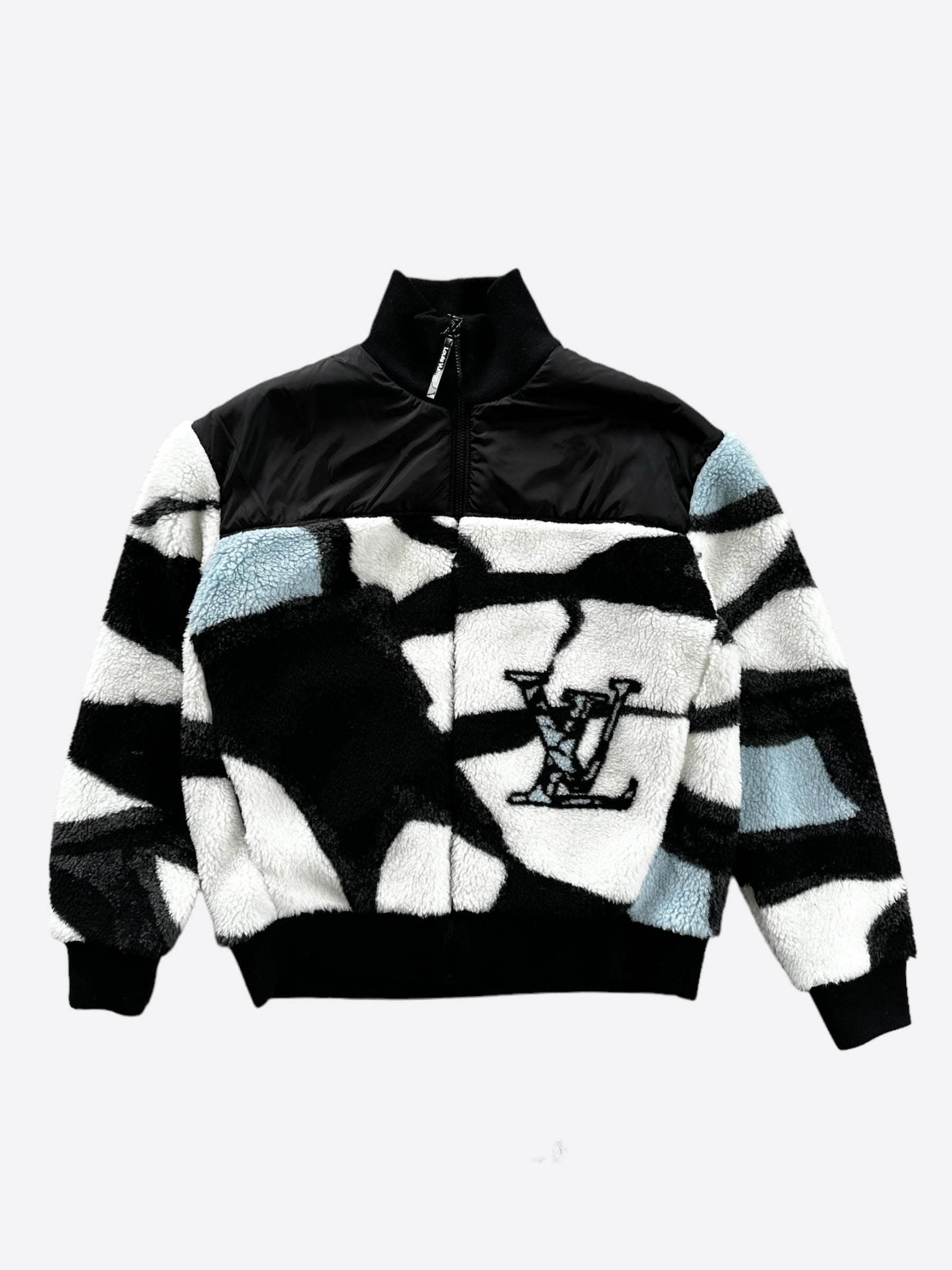 Louis Vuitton Black White Logo Fleece Jacket – Savonches