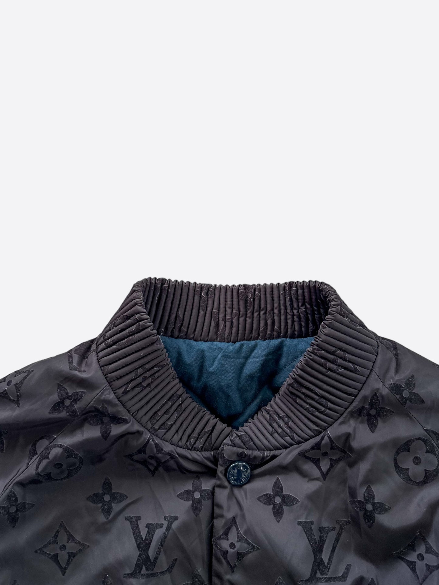 Louis Vuitton Black & Blue Monogram Nylon Bomber Jacket