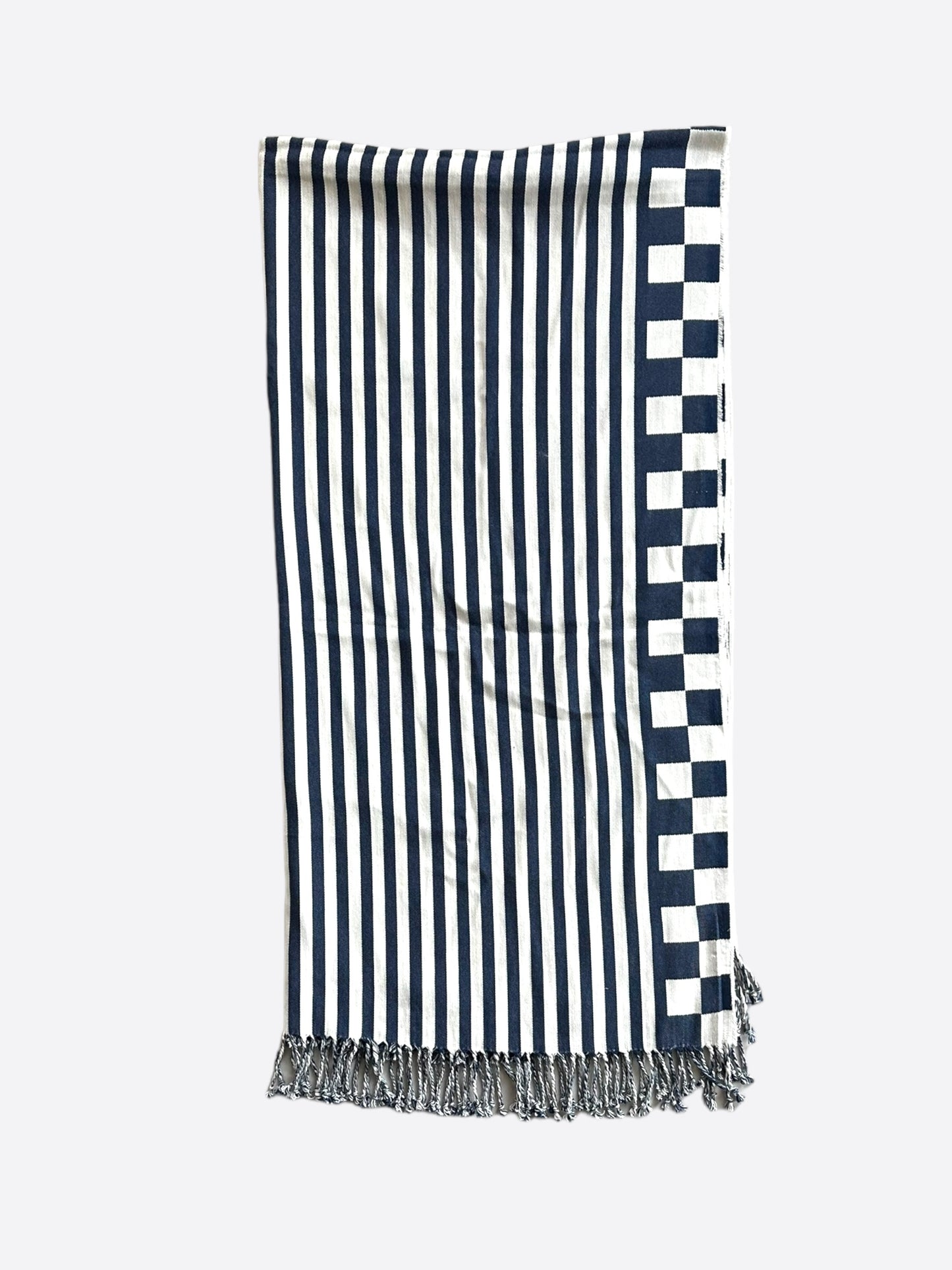Louis Vuitton Blue & White Striped Logo Beach Blanket