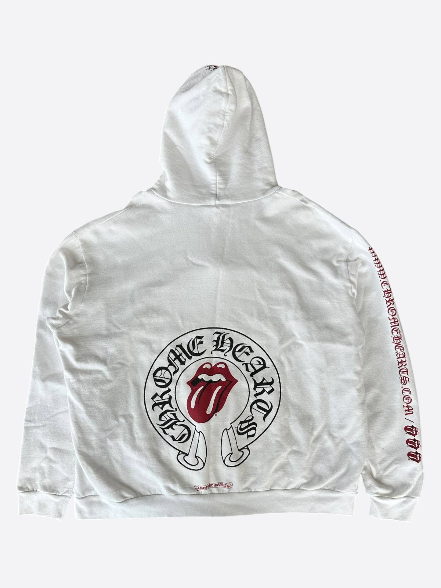 Chrome Hearts Rolling Stones White & Red Horseshoe Logo Hoodie