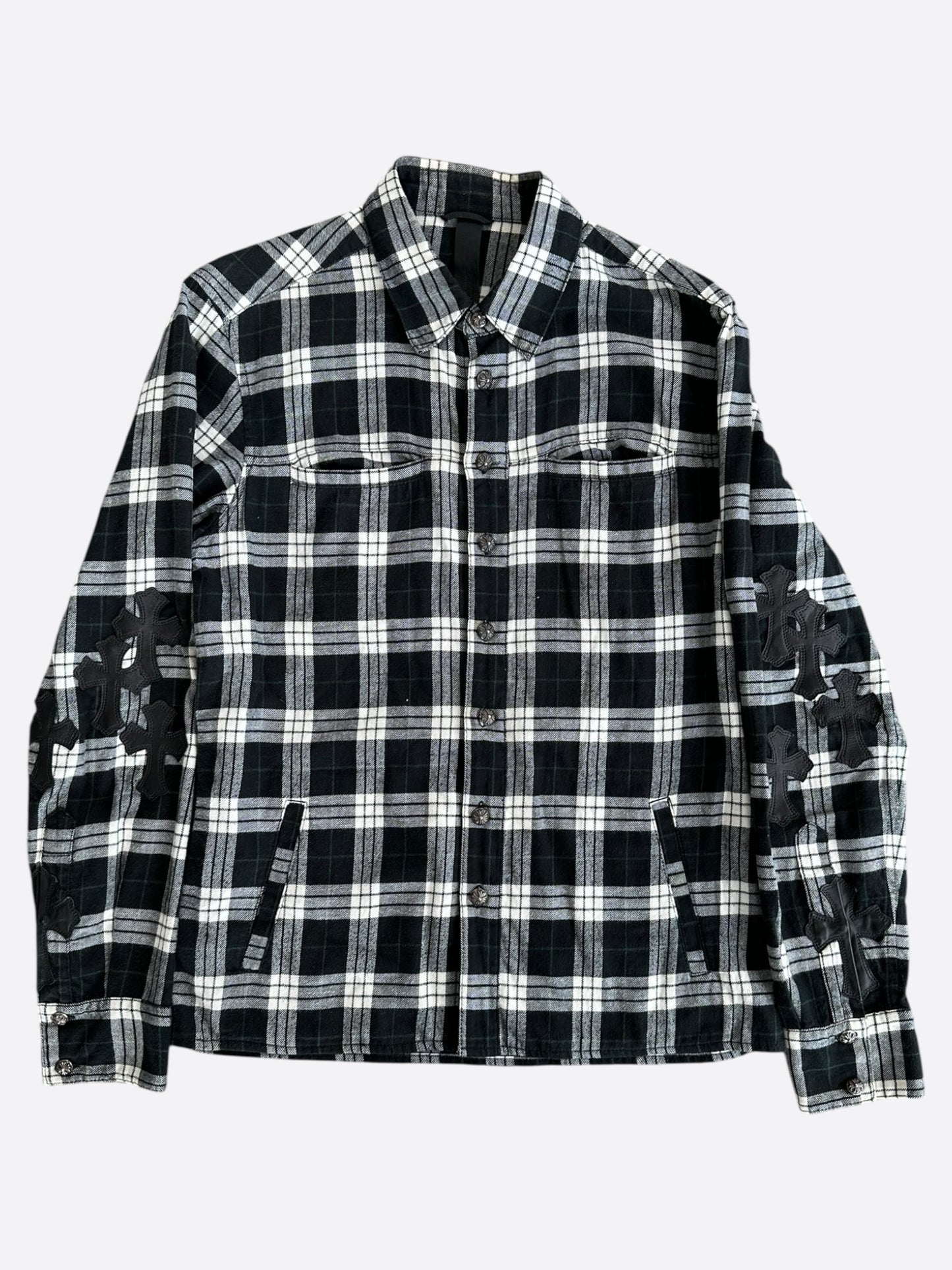 Chrome Hearts Black Plaid Cross Patch Flannel