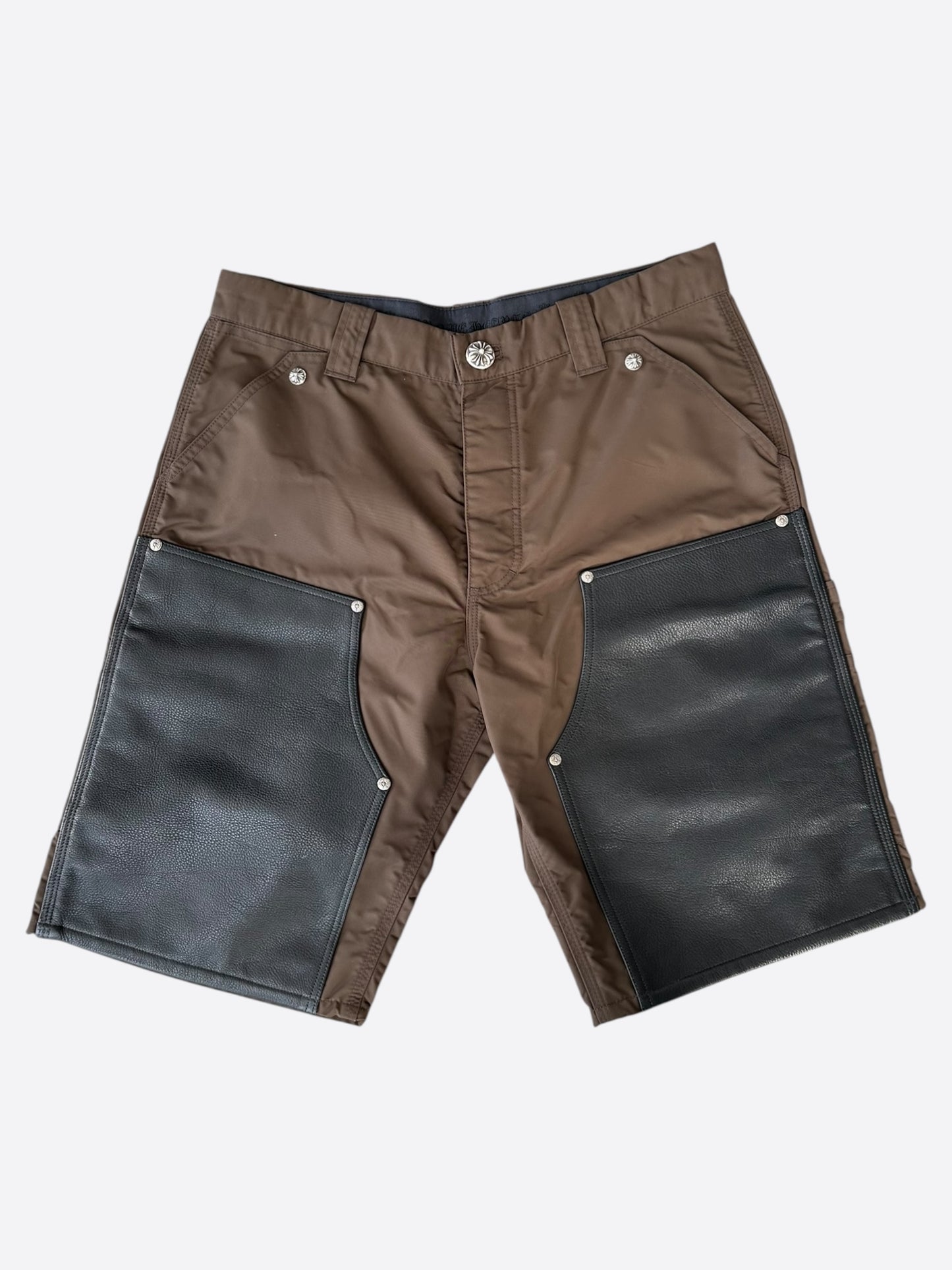 Chrome Hearts Brown Nylon & Leather Carpenter Shorts