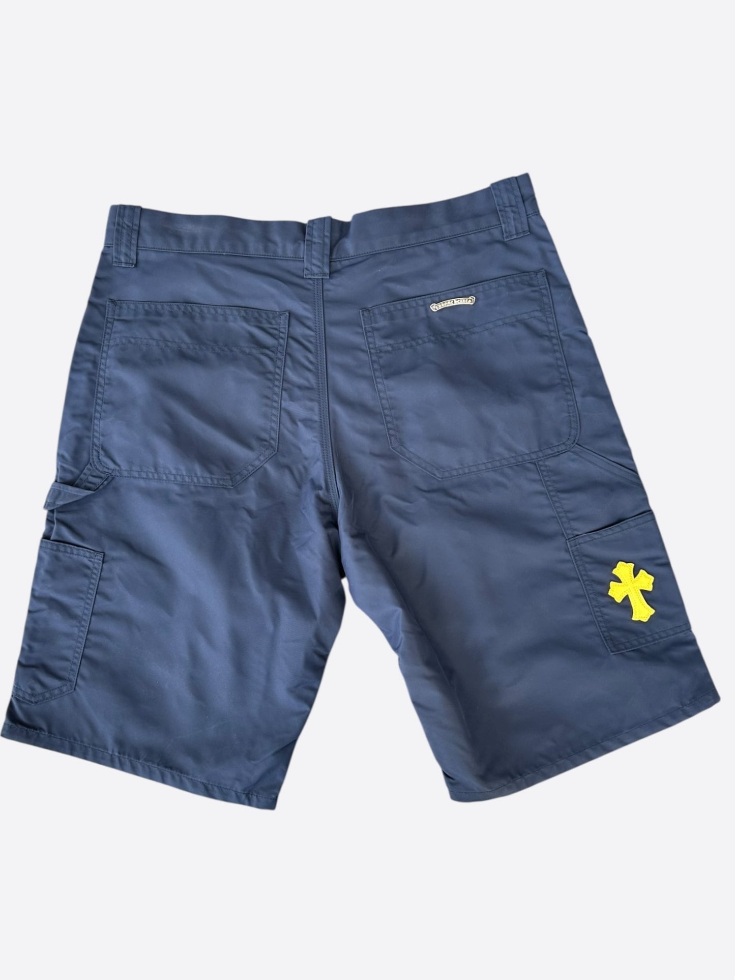 Chrome Hearts Navy Nylon & Leather Carpenter Shorts