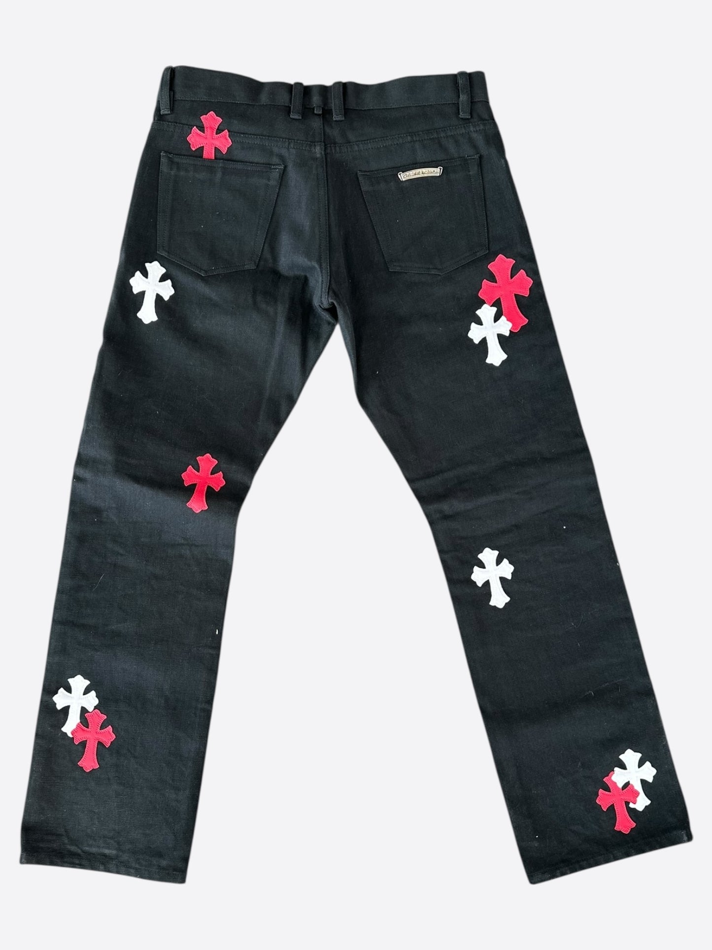 Chrome Hearts Black White & Red Cross Patch Jeans
