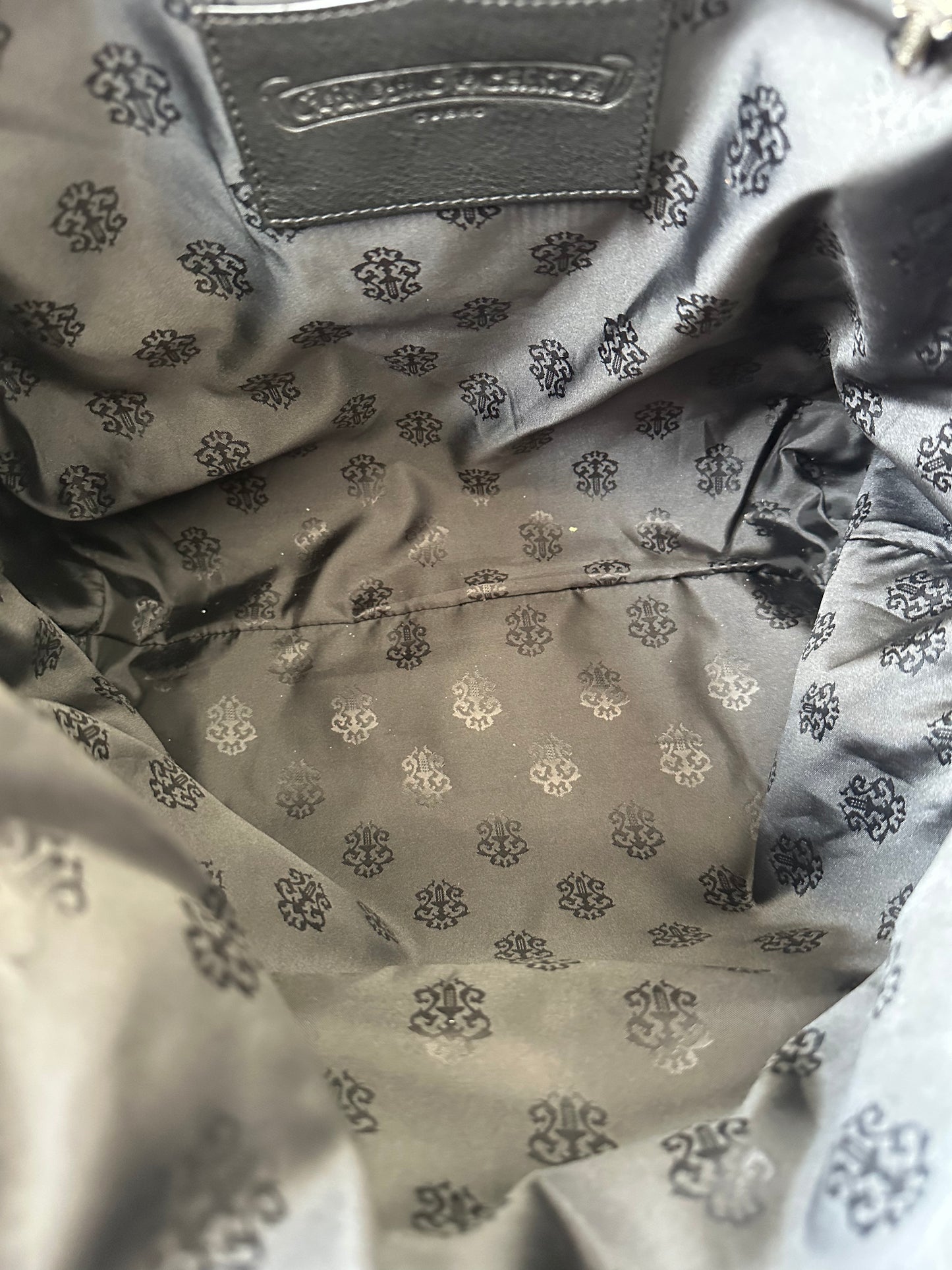 Chrome Hearts Black Fleur Leather Gunslinger Backpack