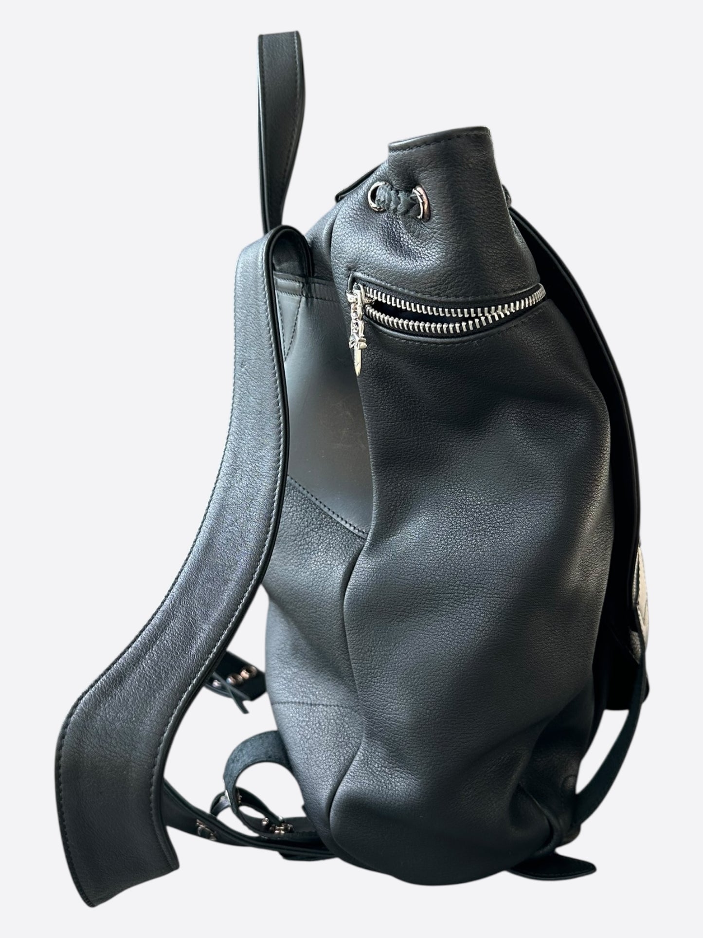 Chrome Hearts Black Fleur Leather Gunslinger Backpack