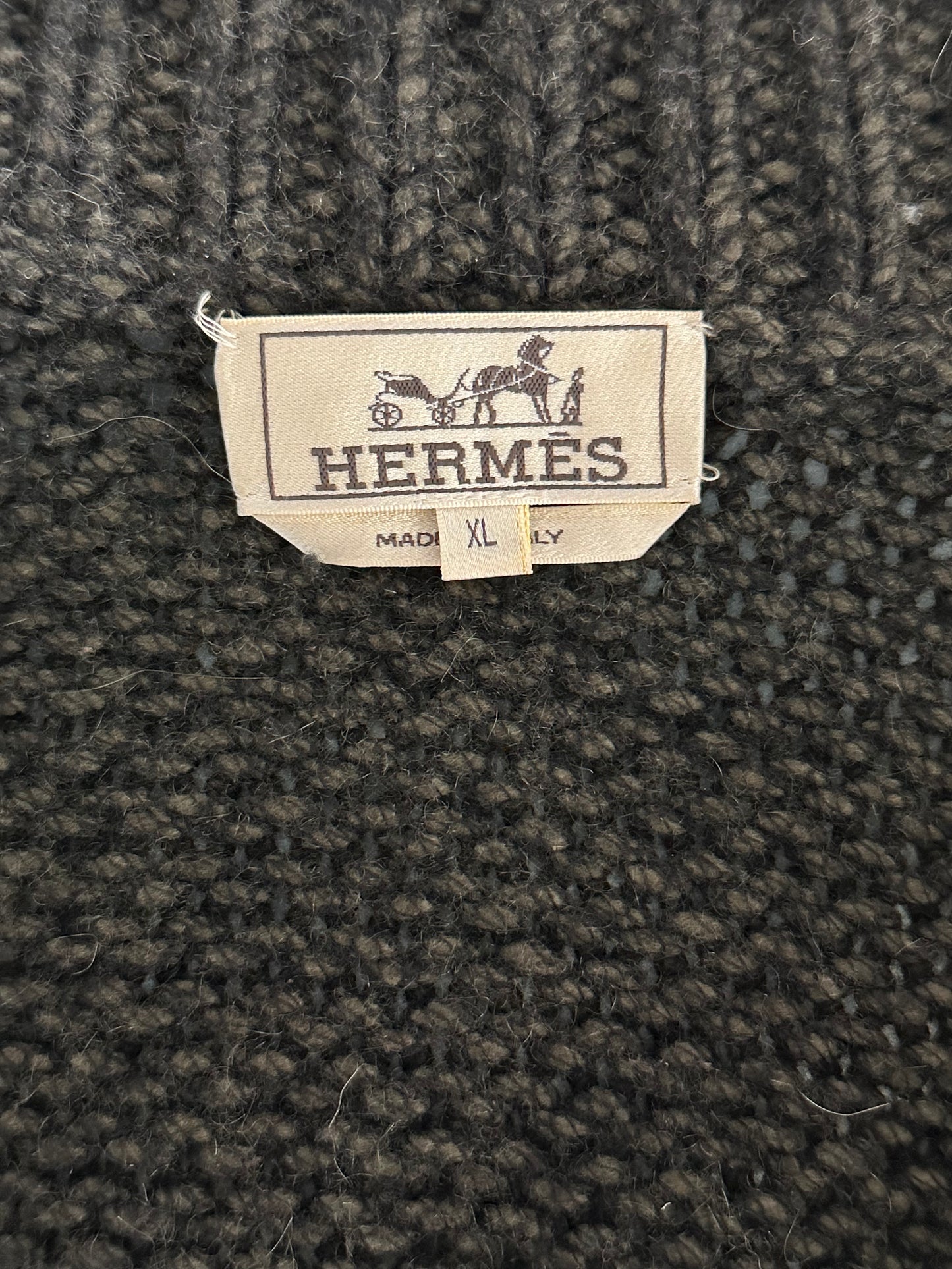 Hermes Grey Knit Cashmere Zip Up Cardigan