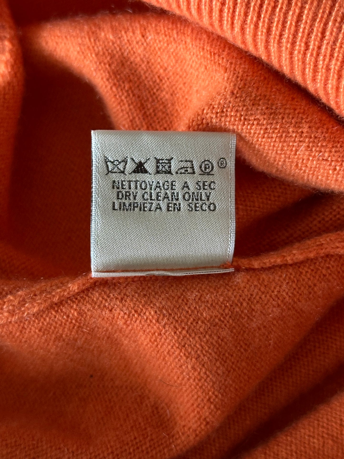 Hermes Orange Cashmere Quarter Zip Sweater