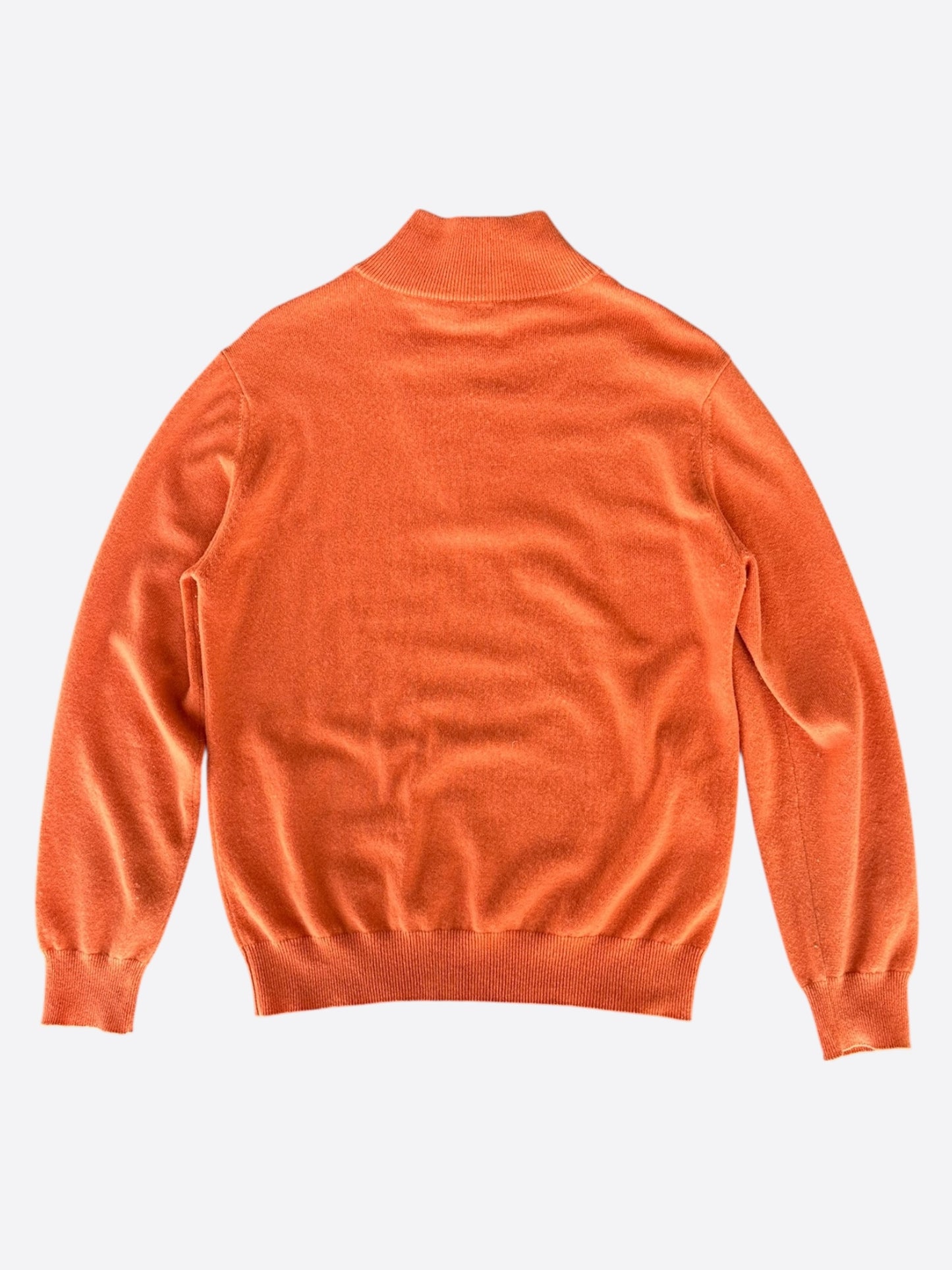 Hermes Orange Cashmere Quarter Zip Sweater