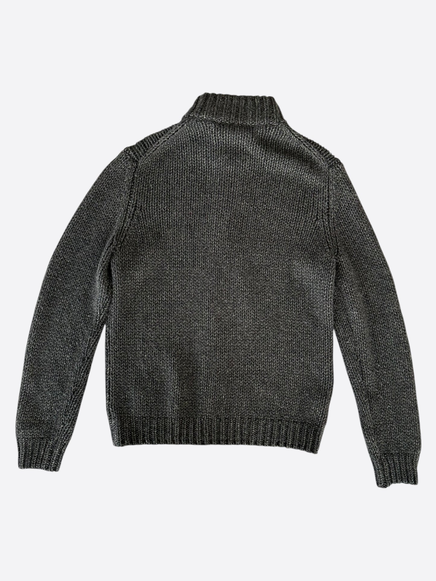 Hermes Grey Knit Cashmere Zip Up Cardigan