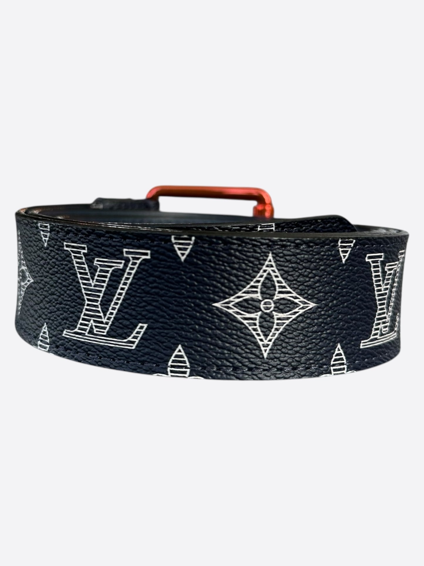 Louis Vuitton Navy Blue Monogram Upside Down Belt