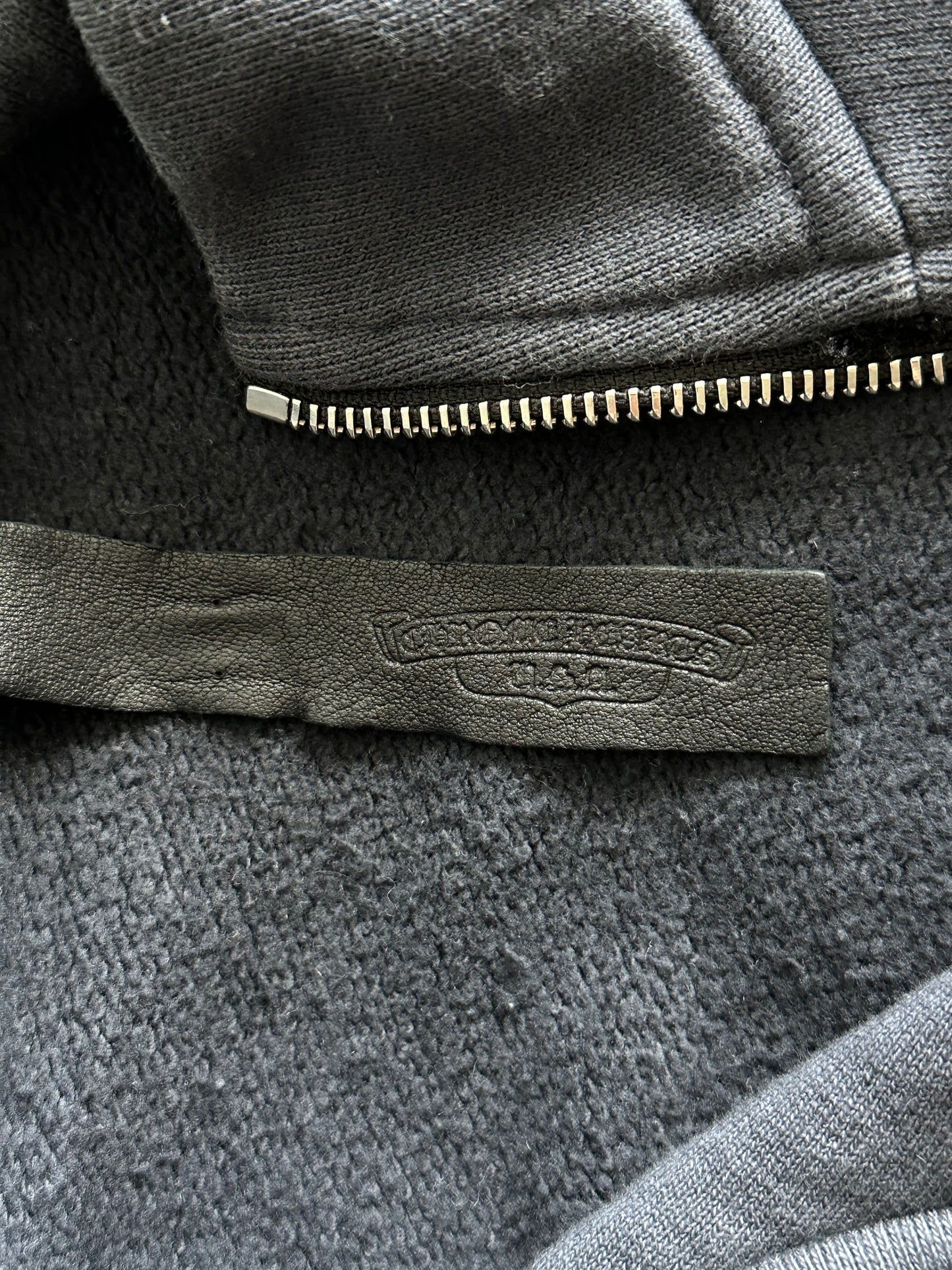 Chrome Hearts Navy & Red Triple Cross Patch Paper Jam Quarter Zip Sweater