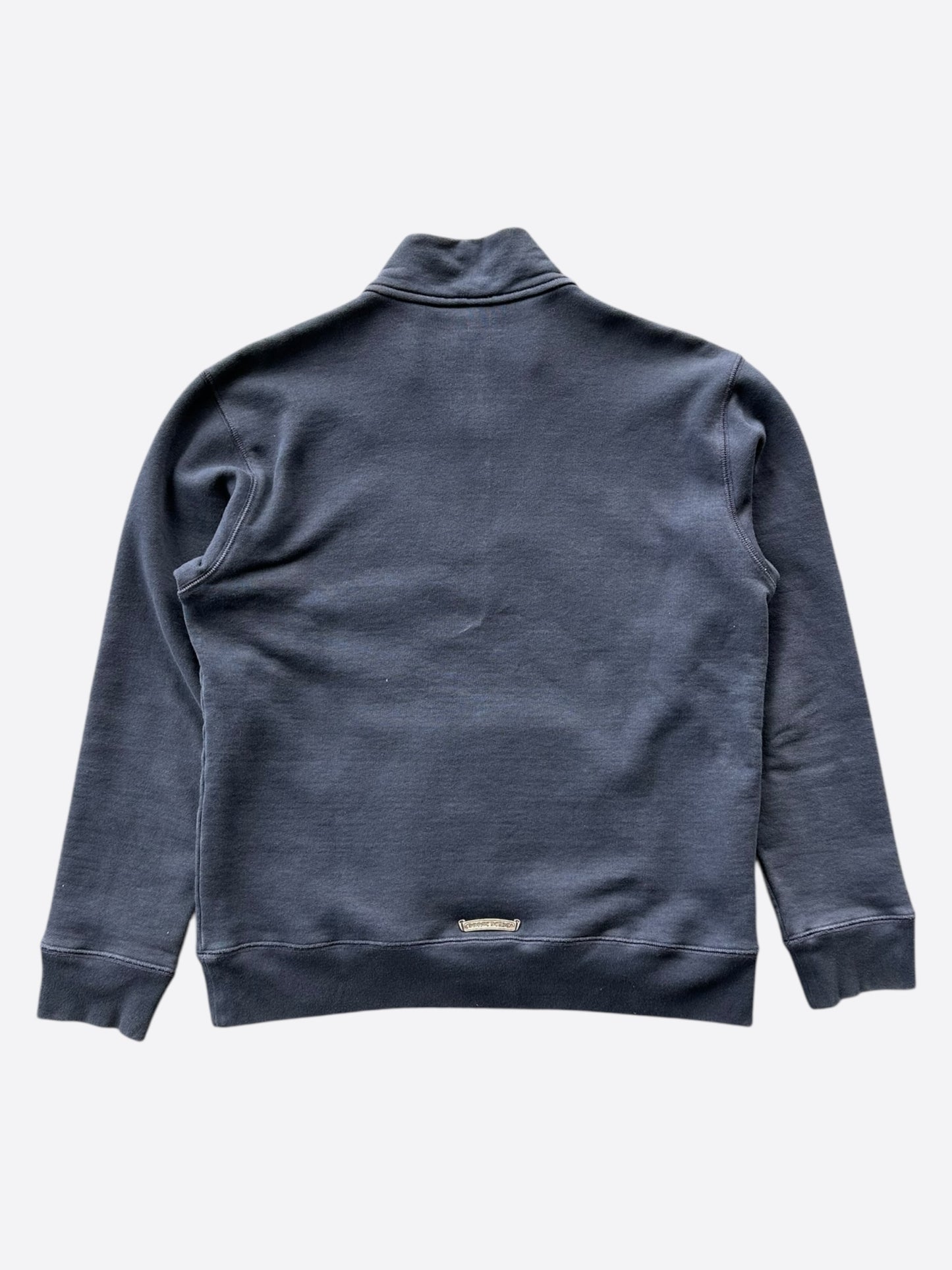 Chrome Hearts Navy & Red Triple Cross Patch Paper Jam Quarter Zip Sweater