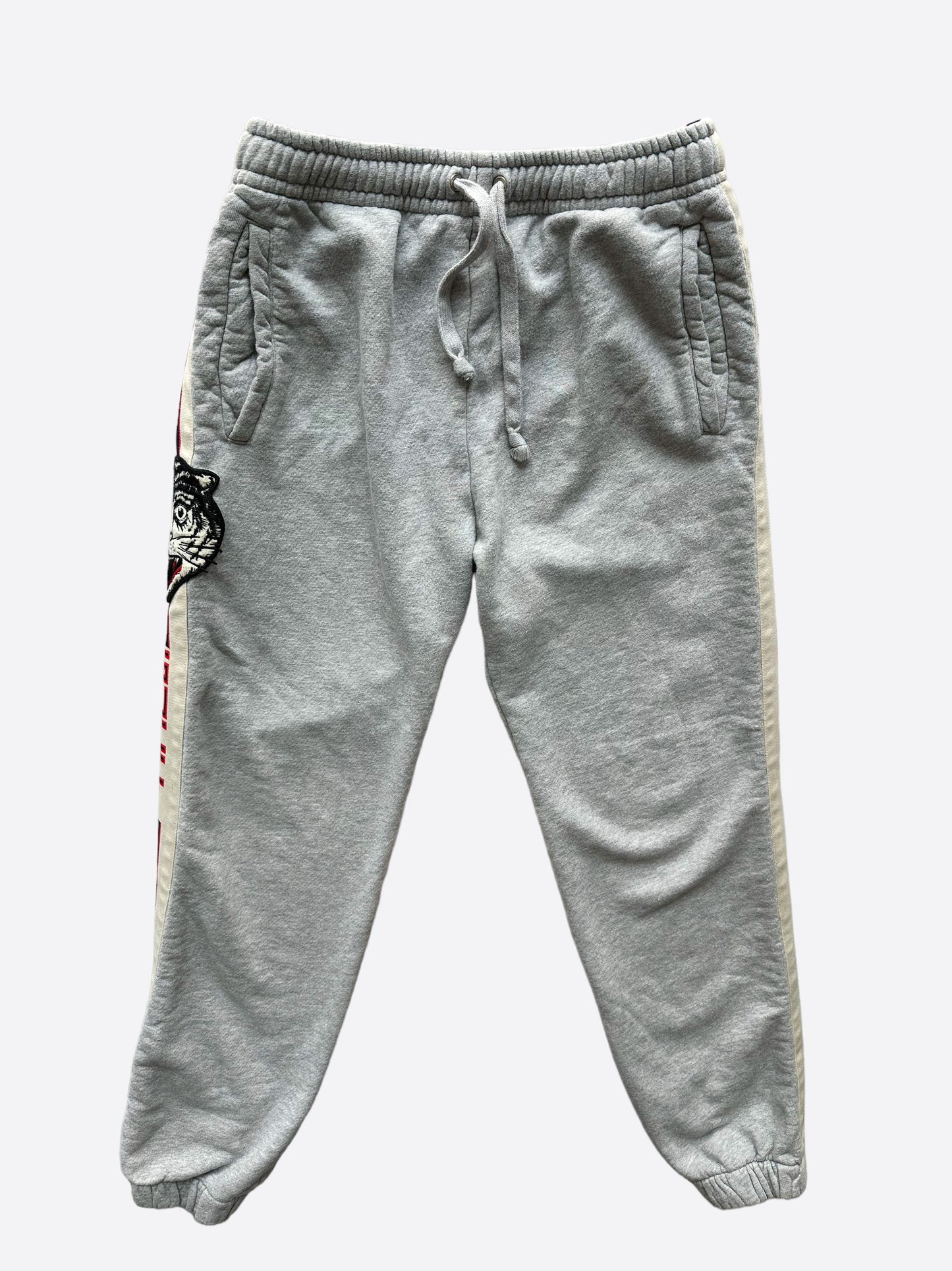 Gucci Grey Angry Cat Striped Sweatpants