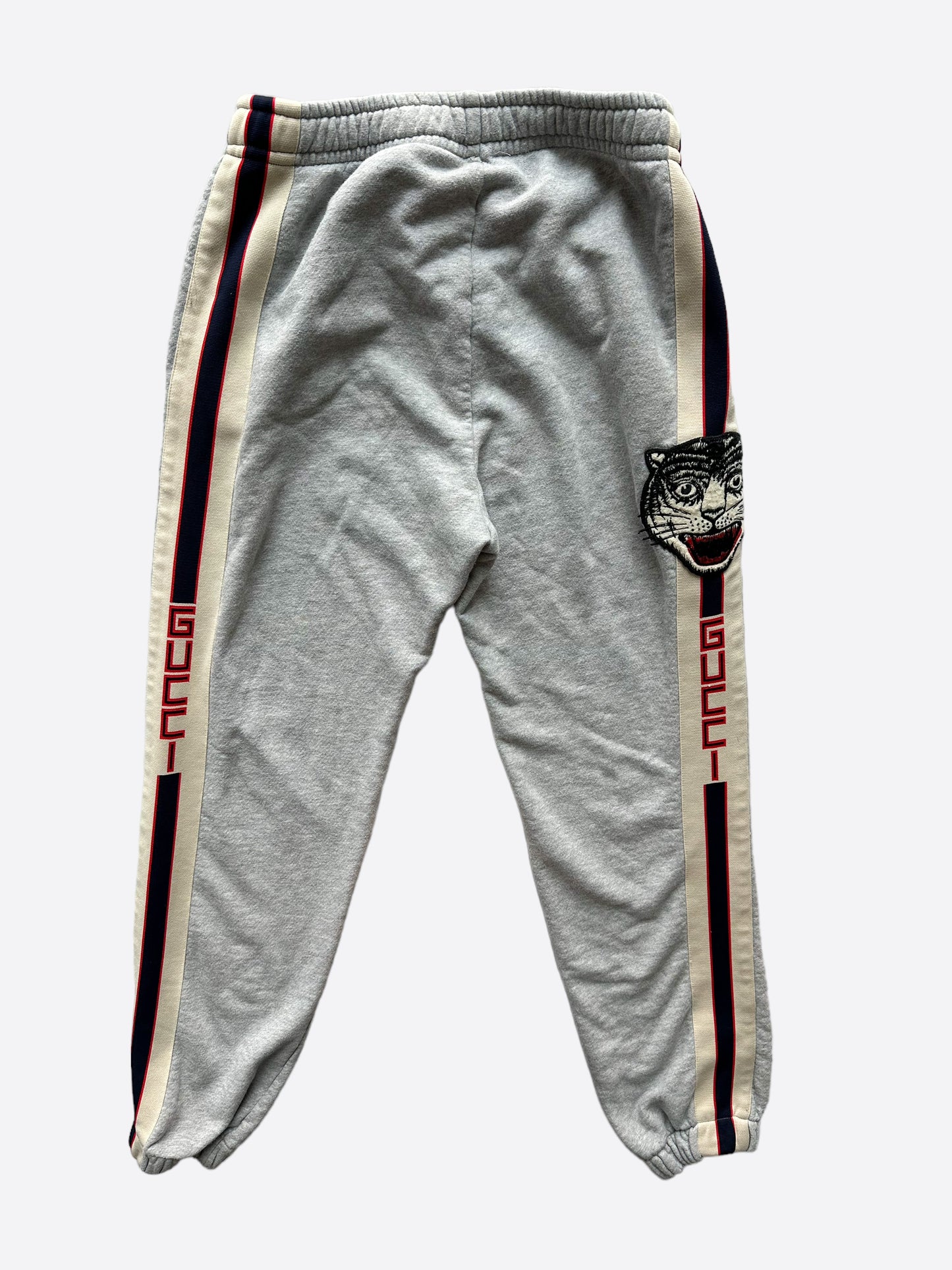 Gucci Grey Angry Cat Striped Sweatpants